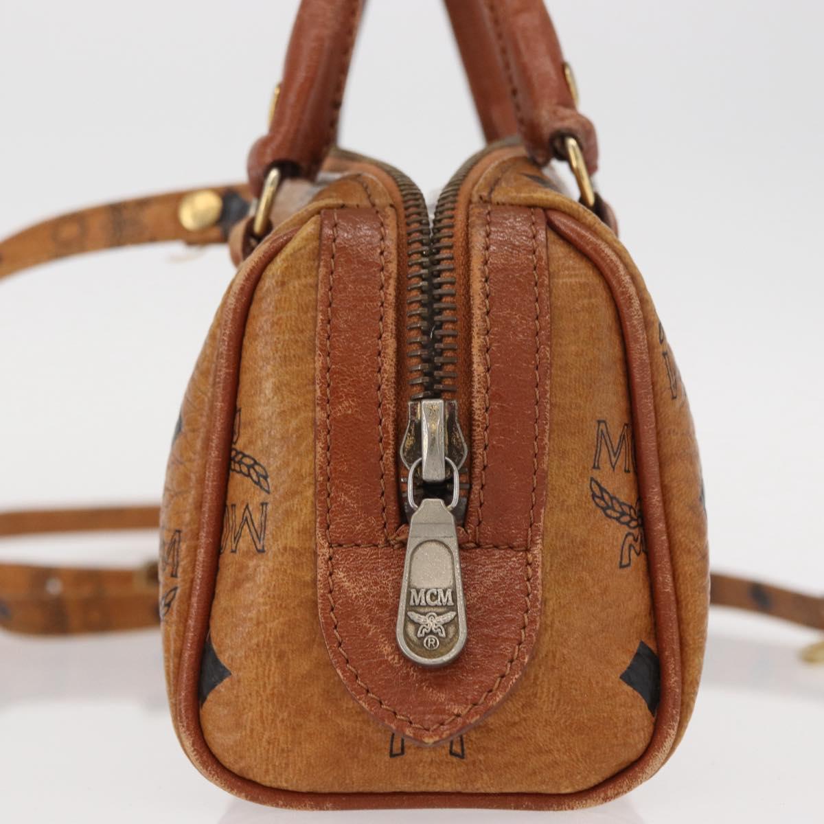 MCM Vicetos Logogram Hand Bag PVC 2way Brown Gold Auth 152390