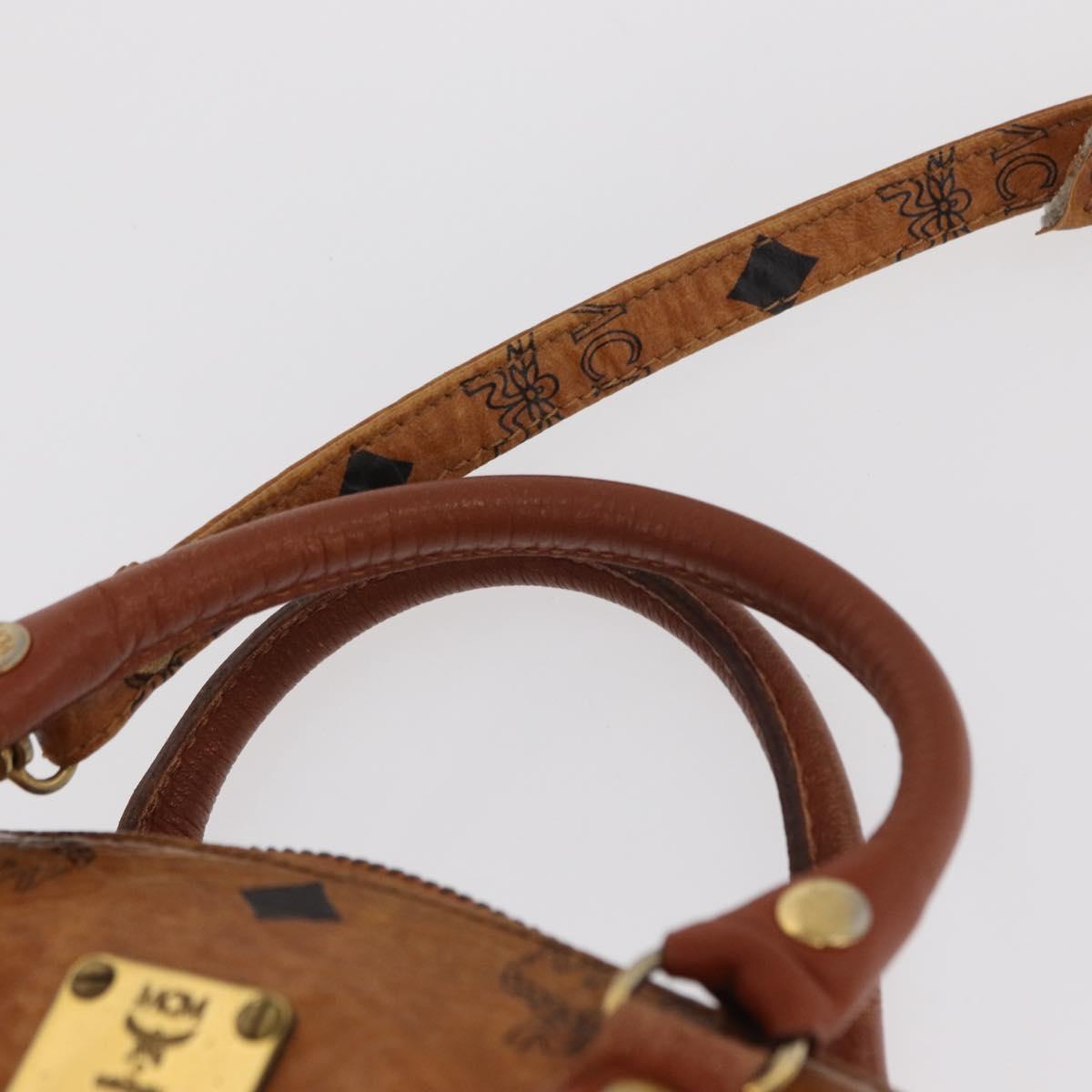 MCM Vicetos Logogram Hand Bag PVC 2way Brown Gold Auth 152390