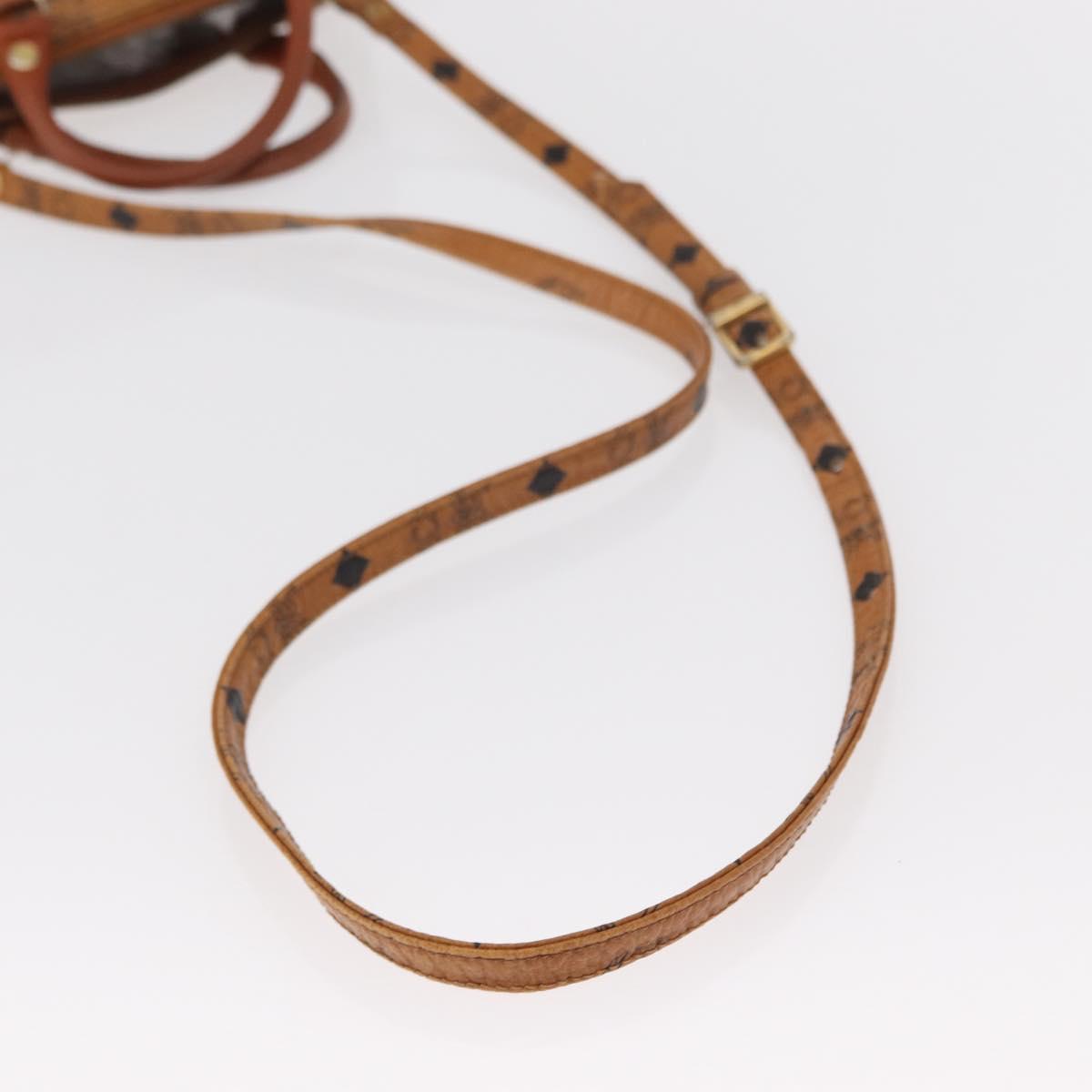 MCM Vicetos Logogram Hand Bag PVC 2way Brown Gold Auth 152390