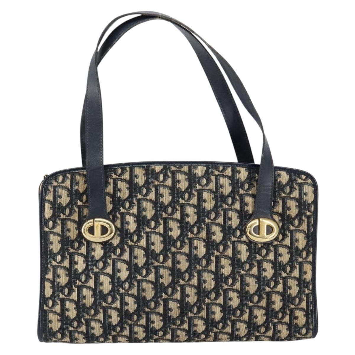 Christian Dior Trotter Canvas Hand Bag Navy Auth 152392