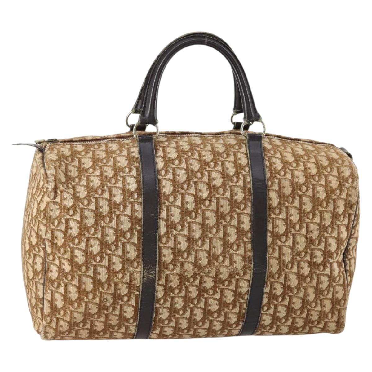 Christian Dior Trotter Canvas Boston Bag Brown Auth 152393