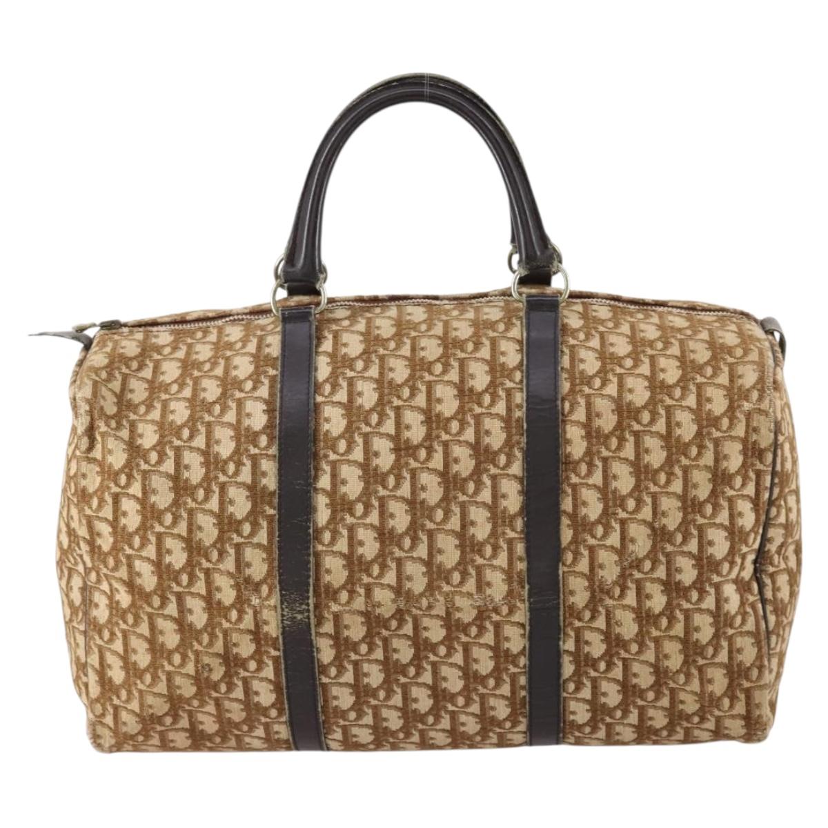 Christian Dior Trotter Canvas Boston Bag Brown Auth 152393