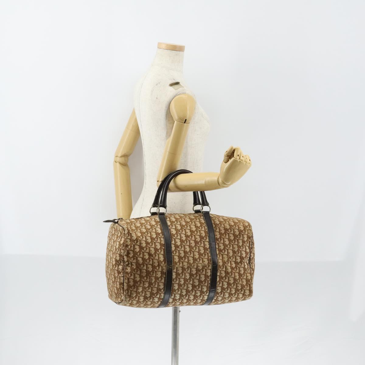 Christian Dior Trotter Canvas Boston Bag Brown Auth 152393