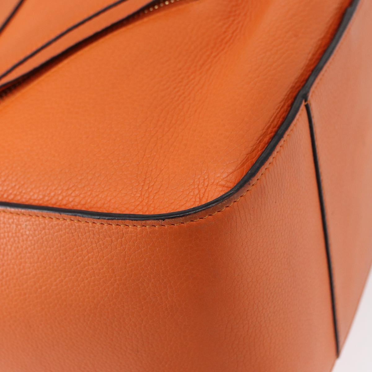 LOEWE Anagram Hammock Small Shoulder Bag Leather Orange Gold Auth 152394