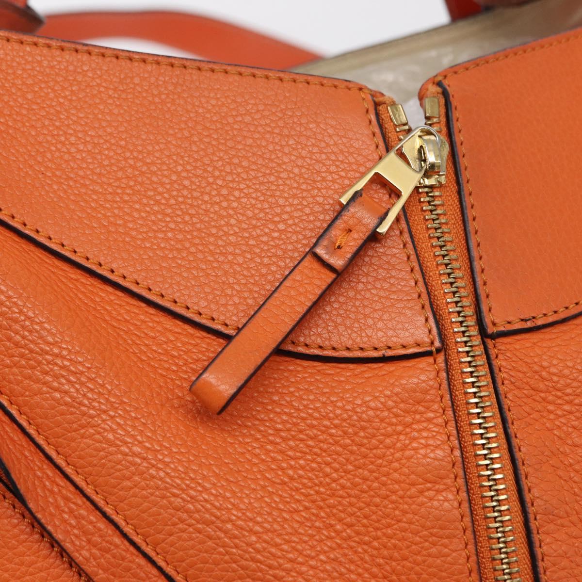 LOEWE Anagram Hammock Small Shoulder Bag Leather Orange Gold Auth 152394