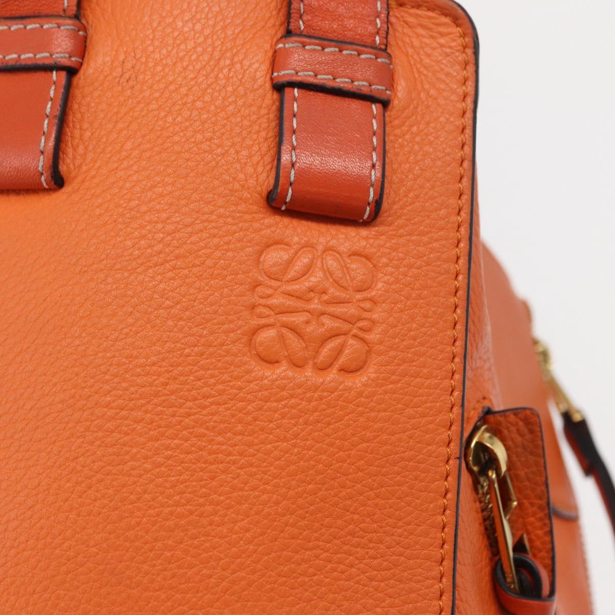 LOEWE Anagram Hammock Small Shoulder Bag Leather Orange Gold Auth 152394