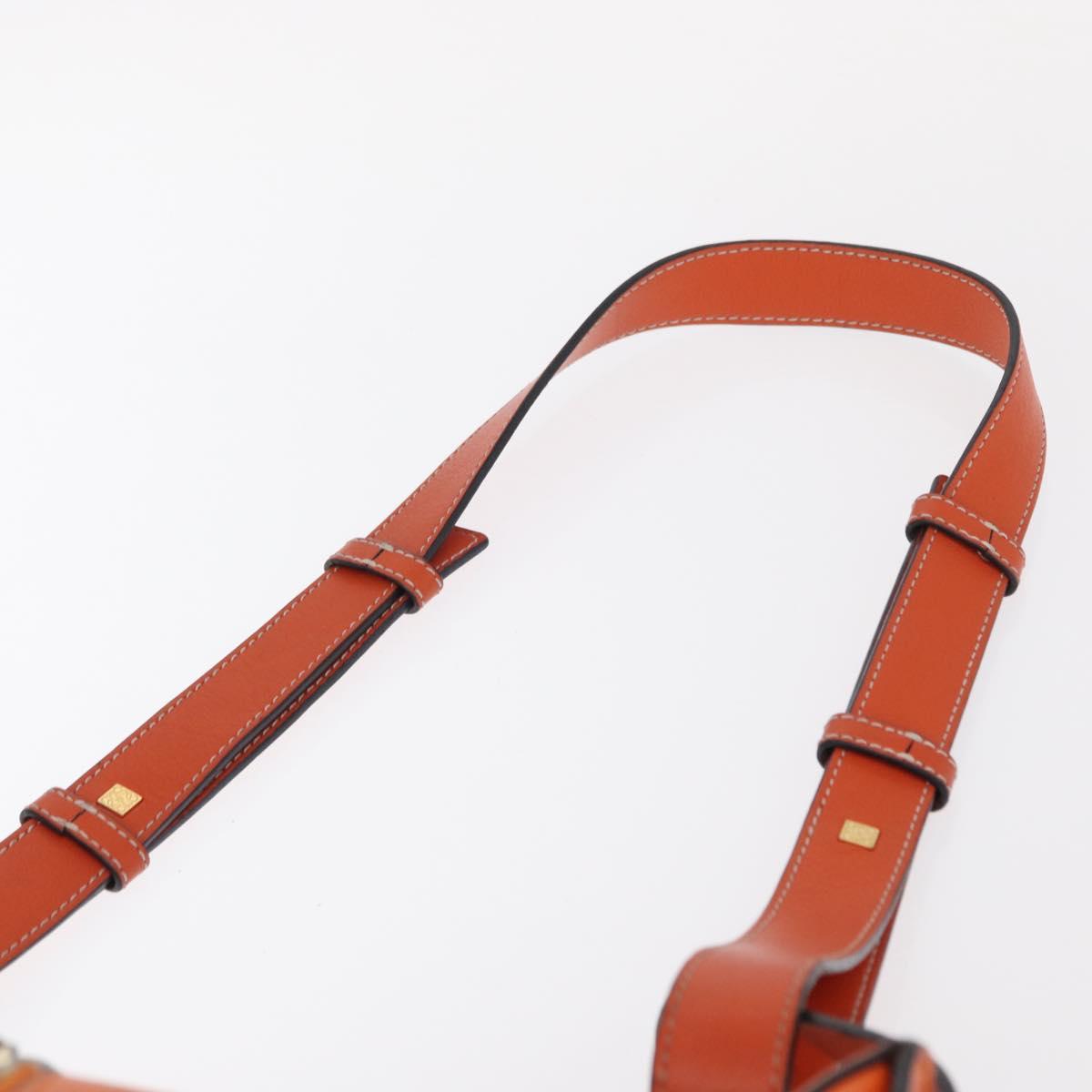 LOEWE Anagram Hammock Small Shoulder Bag Leather Orange Gold Auth 152394