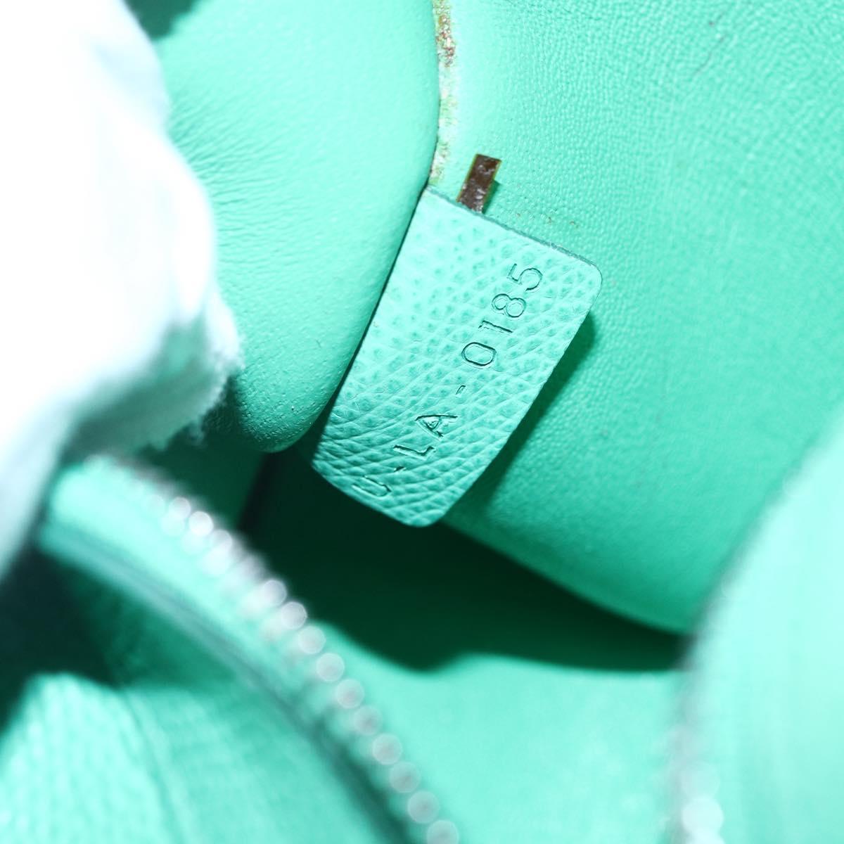 CELINE Cabas Phantom Tote Bag Leather Green Silver Auth 152395