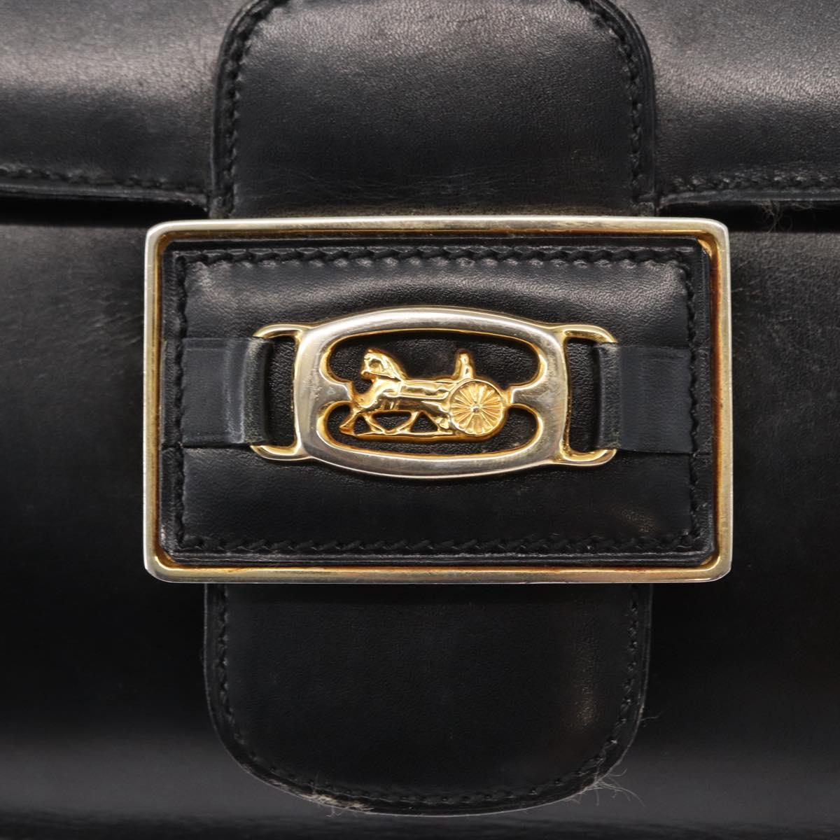 CELINE Shoulder Bag Leather Black Gold Auth 152396