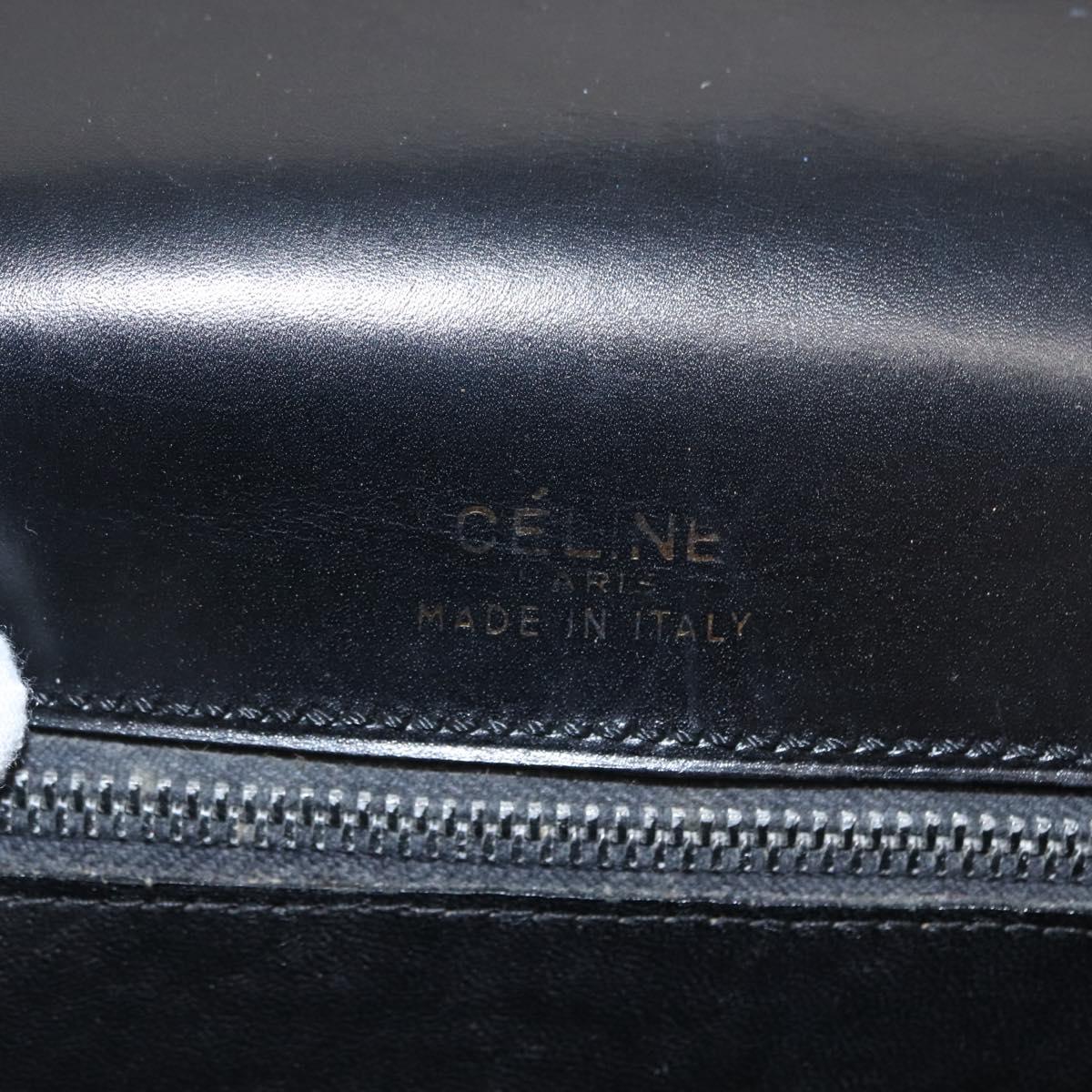 CELINE Shoulder Bag Leather Black Gold Auth 152396