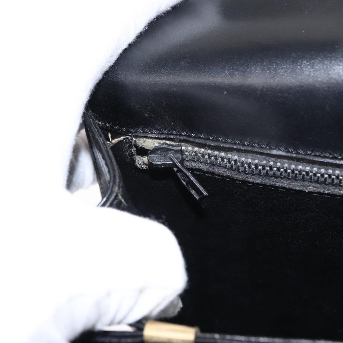 CELINE Shoulder Bag Leather Black Gold Auth 152396