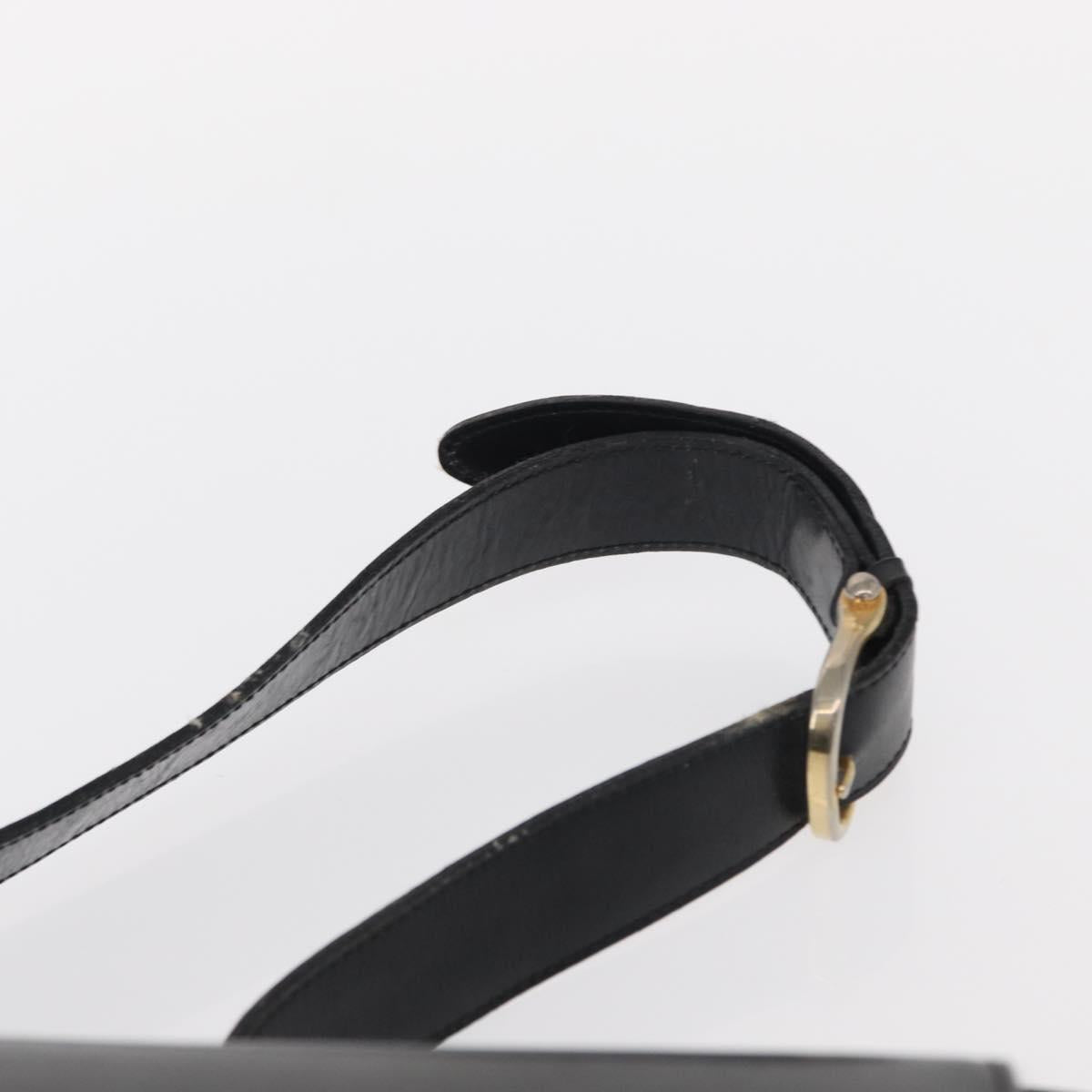 CELINE Shoulder Bag Leather Black Gold Auth 152396