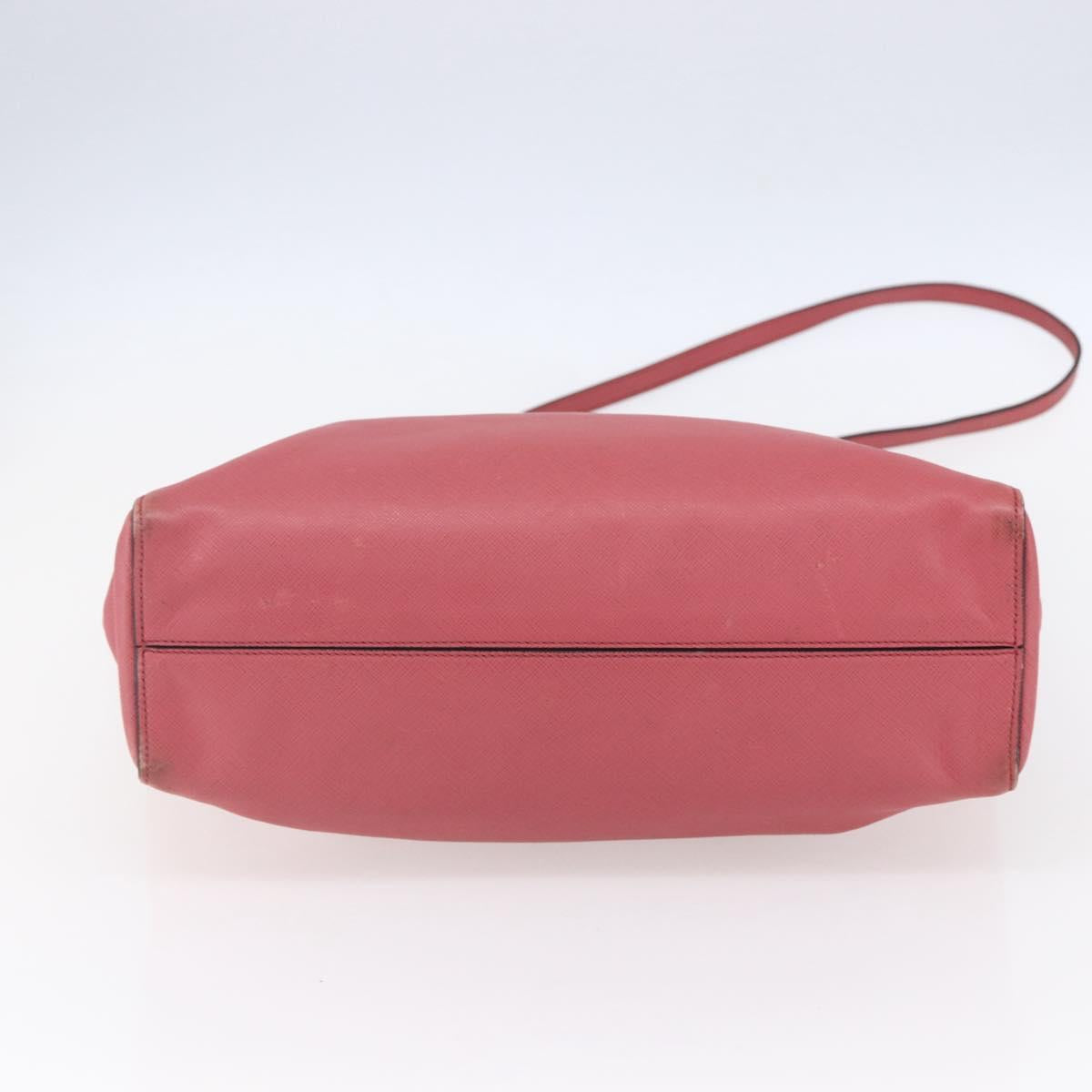 PRADA Tote Bag Leather 2way Pink Silver Auth 152397