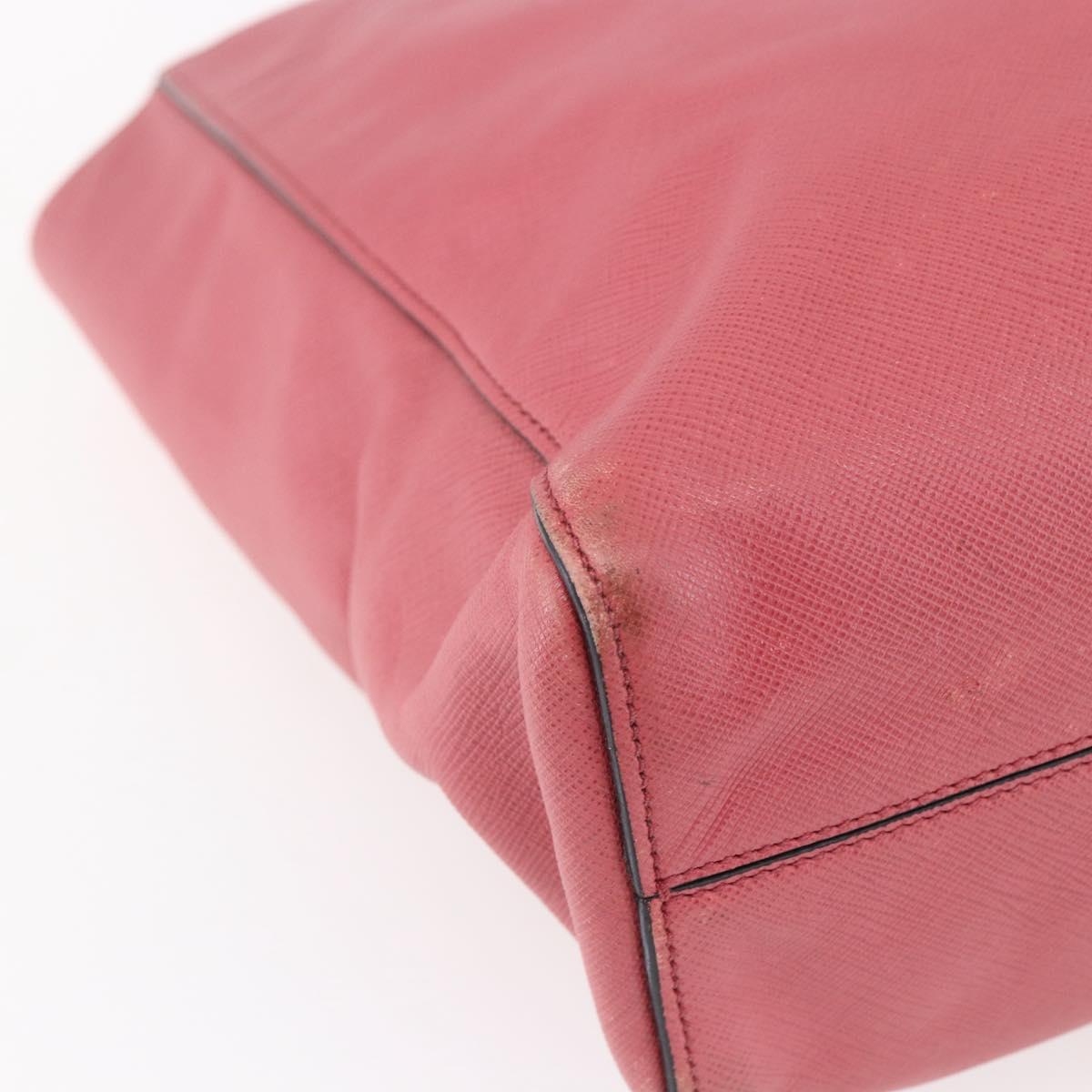 PRADA Tote Bag Leather 2way Pink Silver Auth 152397