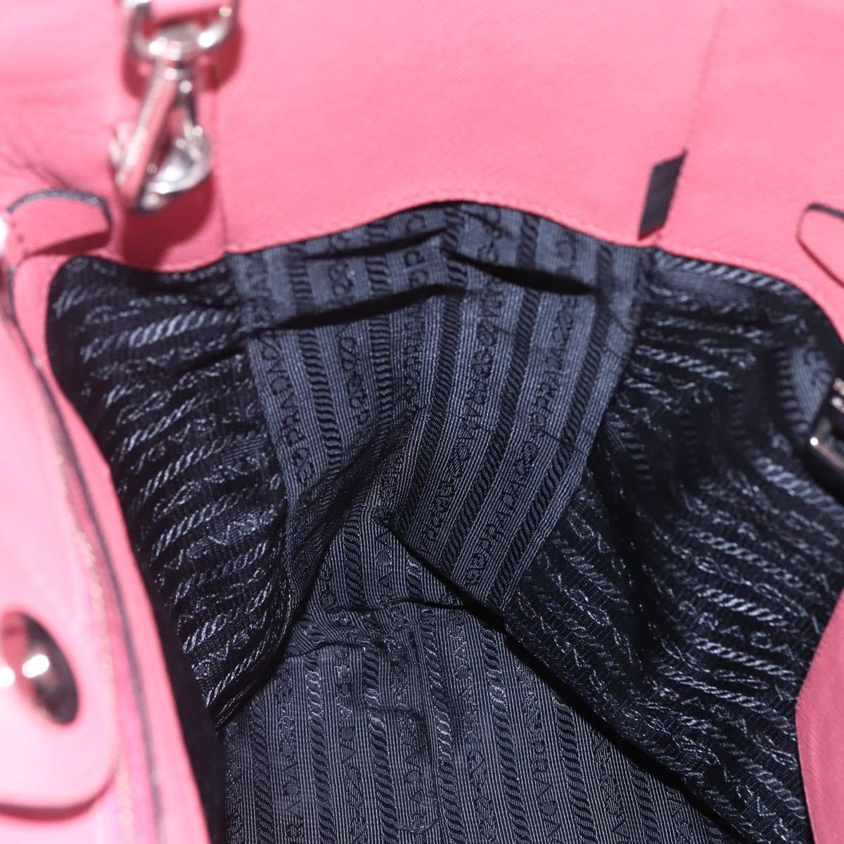 PRADA Tote Bag Leather 2way Pink Silver Auth 152397