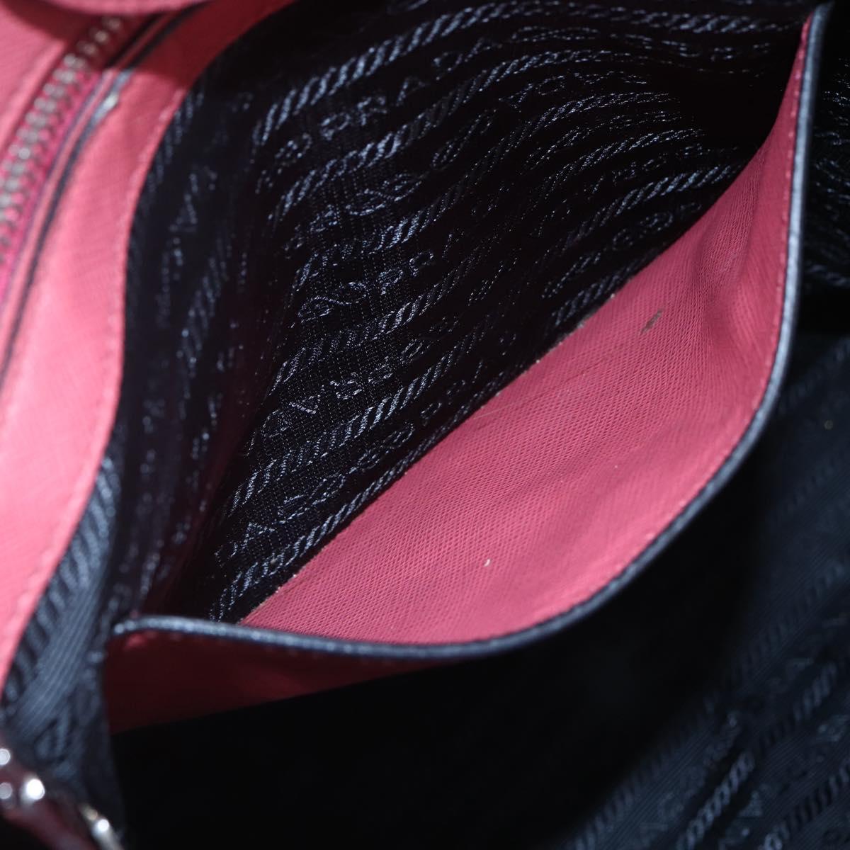 PRADA Tote Bag Leather 2way Pink Silver Auth 152397
