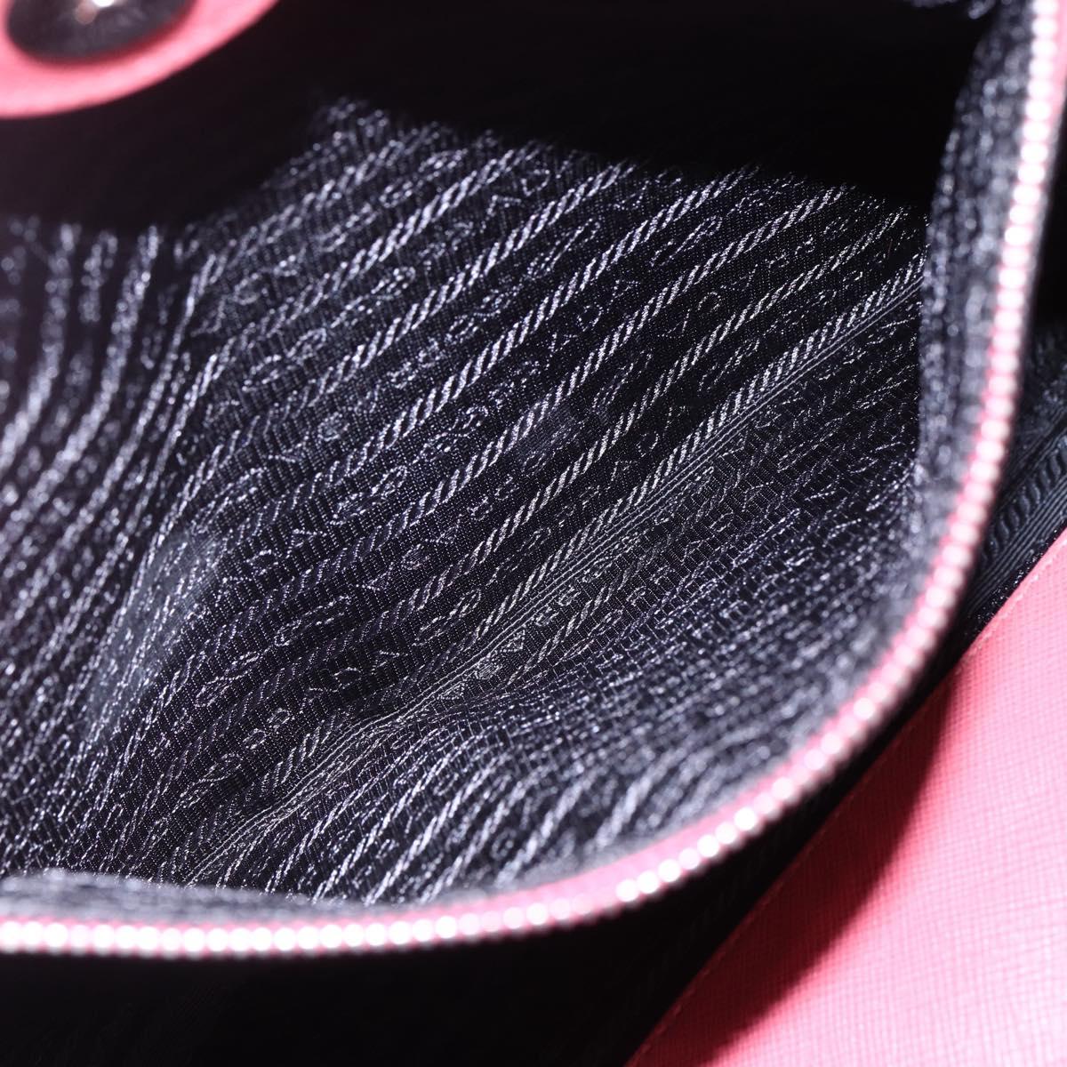 PRADA Tote Bag Leather 2way Pink Silver Auth 152397
