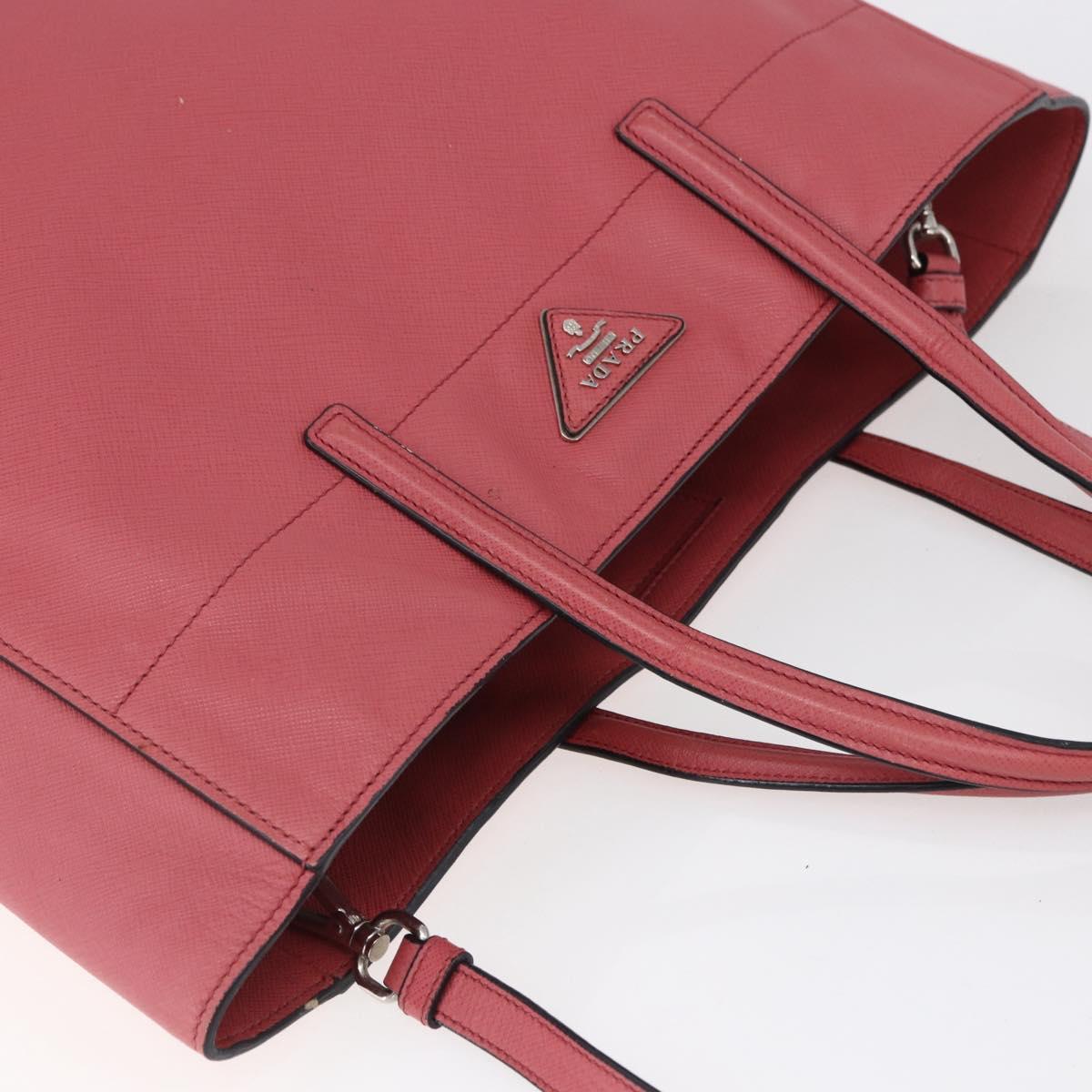 PRADA Tote Bag Leather 2way Pink Silver Auth 152397