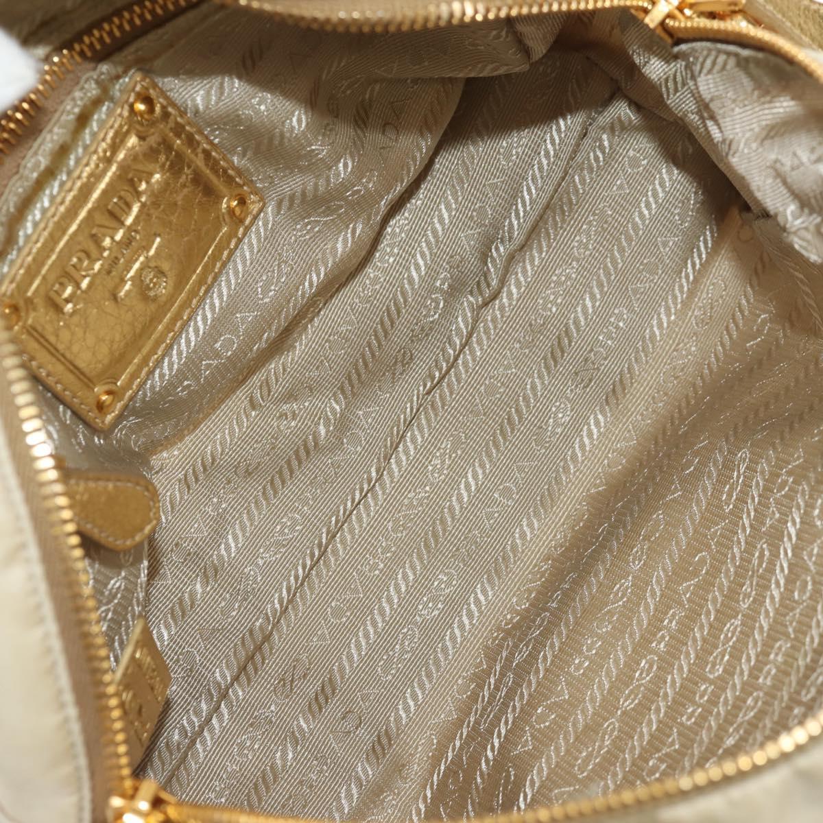 PRADA Hand Bag Nylon Leather Gold Auth 152398A
