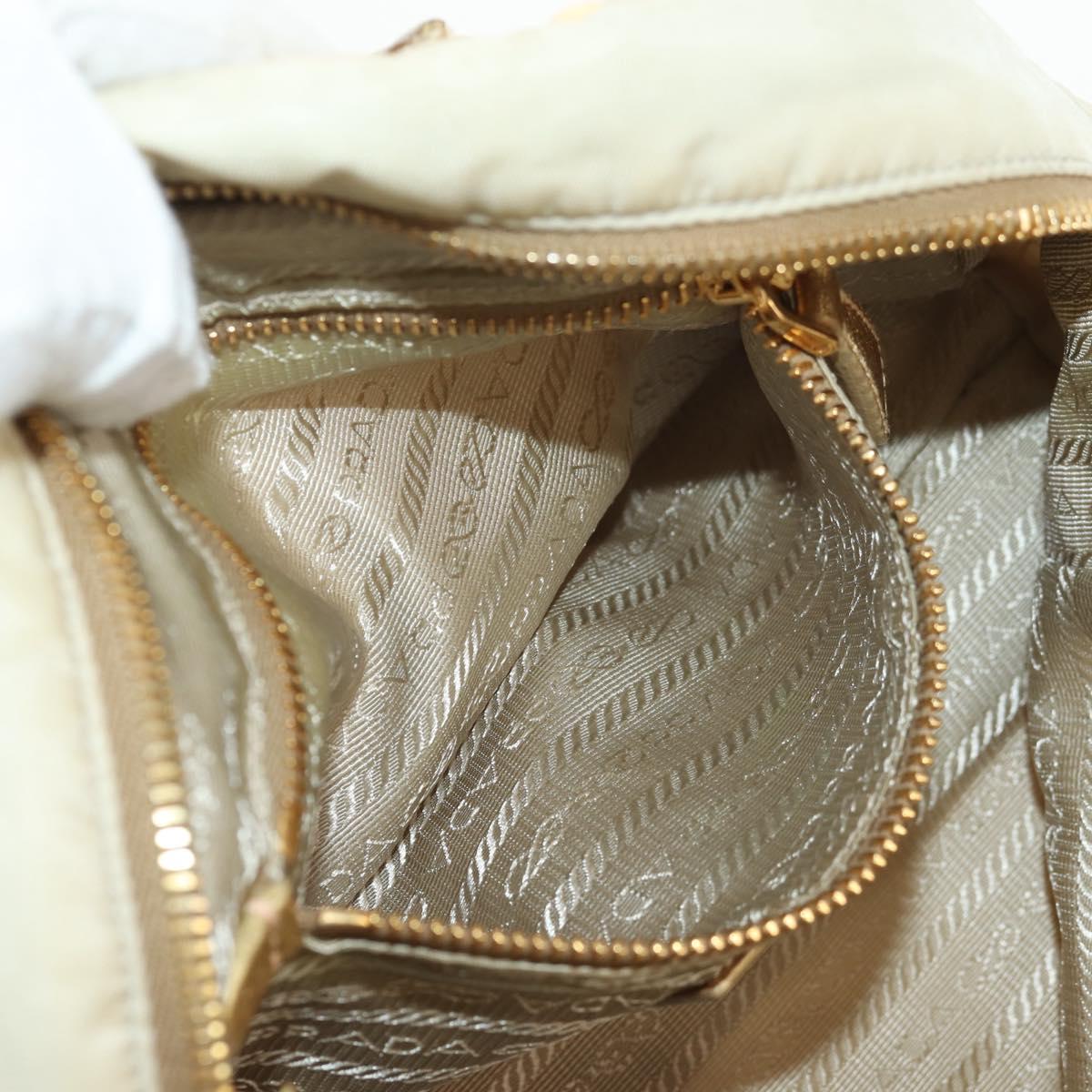 PRADA Hand Bag Nylon Leather Gold Auth 152398A