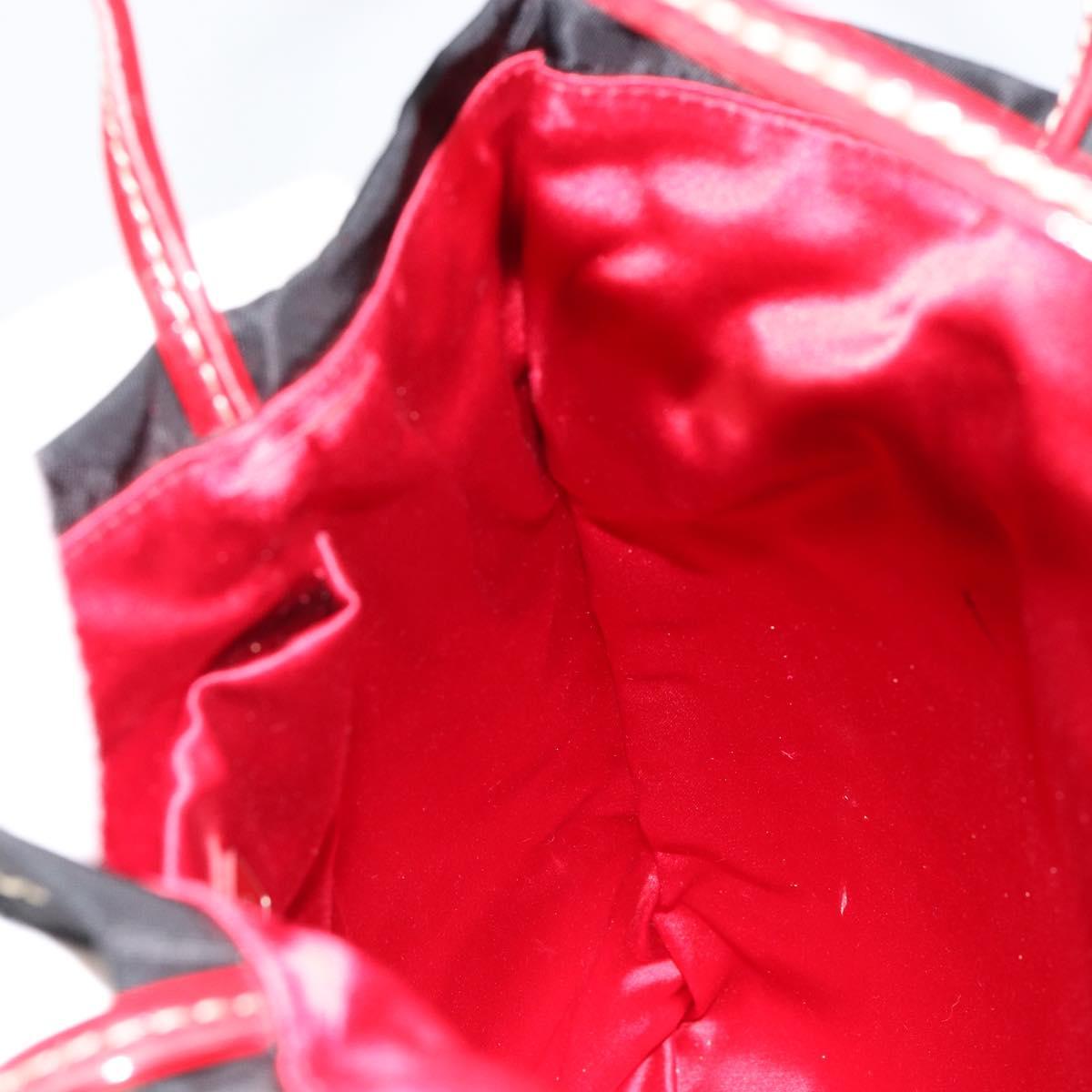 PRADA Hand Bag Nylon Black Silver Auth 152399