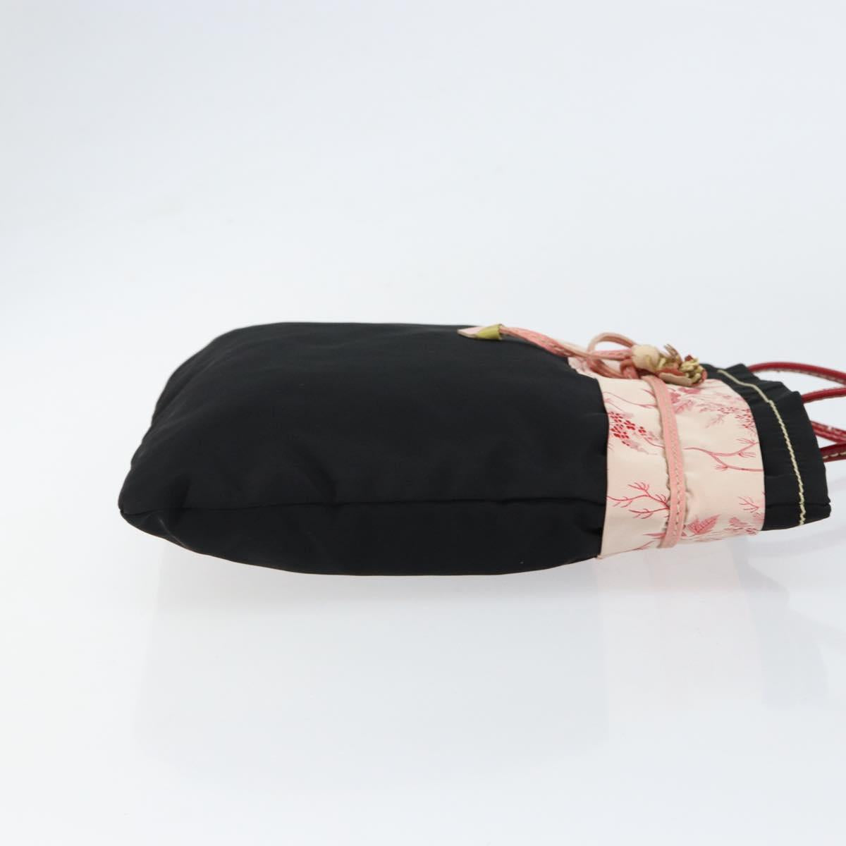 PRADA Hand Bag Nylon Black Silver Auth 152399