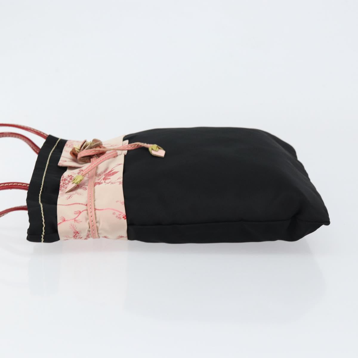 PRADA Hand Bag Nylon Black Silver Auth 152399