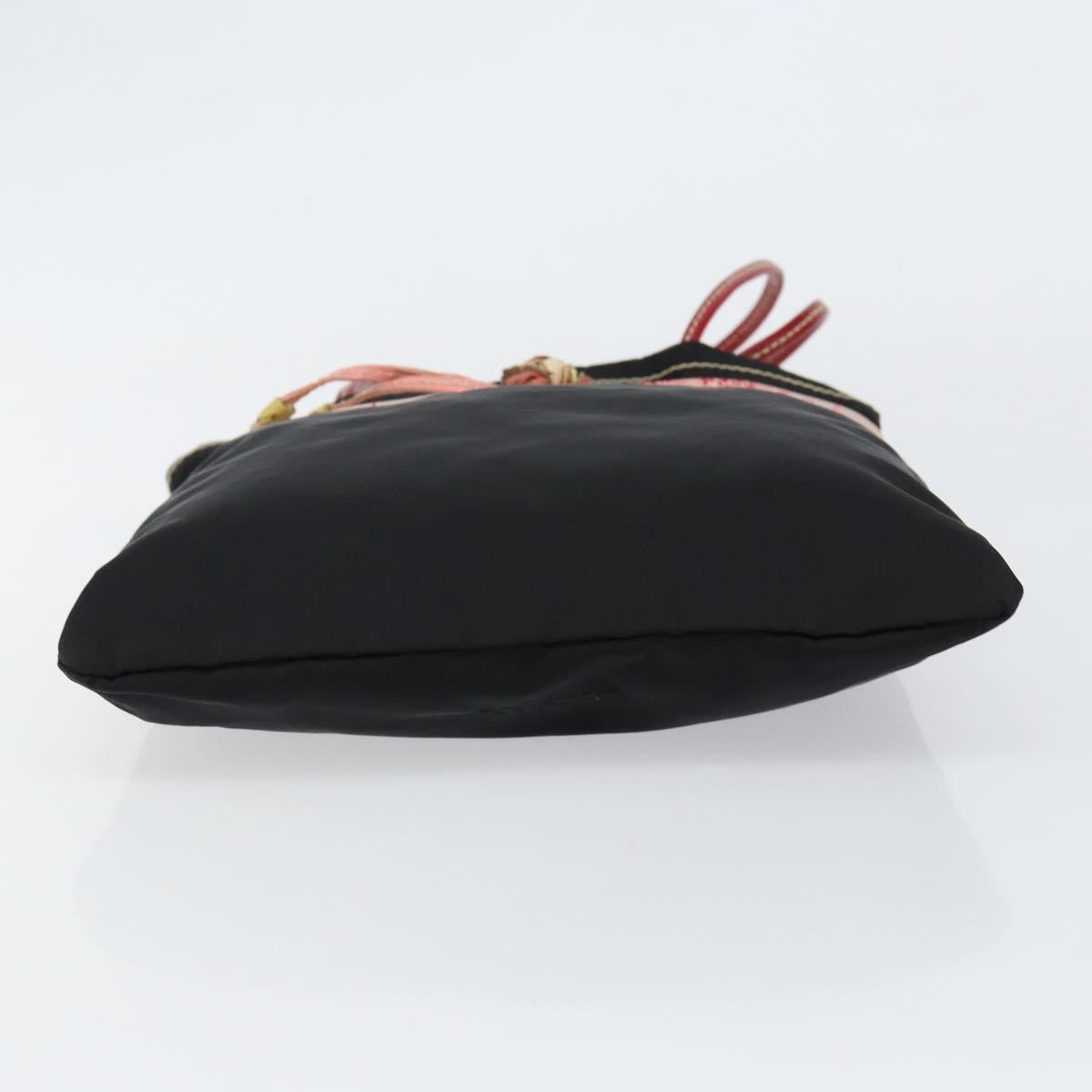 PRADA Hand Bag Nylon Black Silver Auth 152399