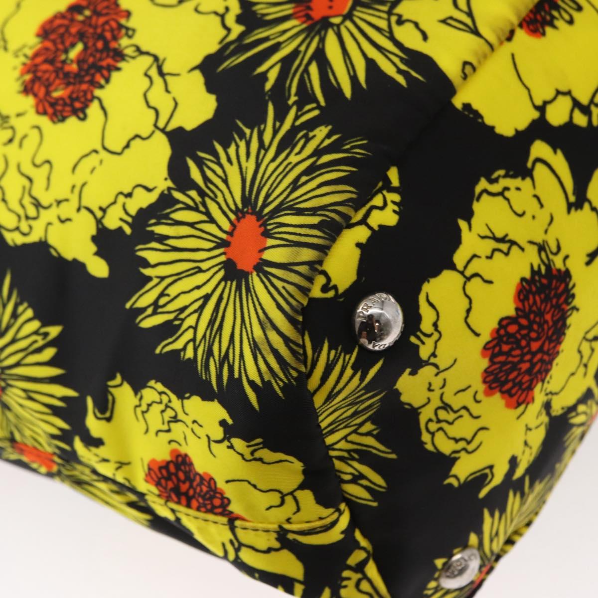 PRADA Tote Bag Nylon 2way Yellow Silver Auth 152402
