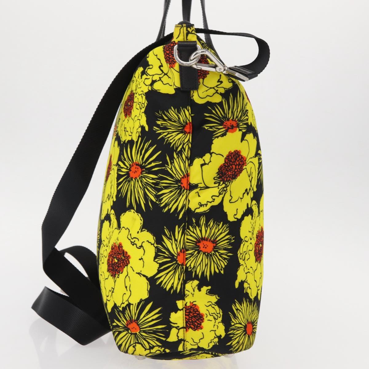 PRADA Tote Bag Nylon 2way Yellow Silver Auth 152402