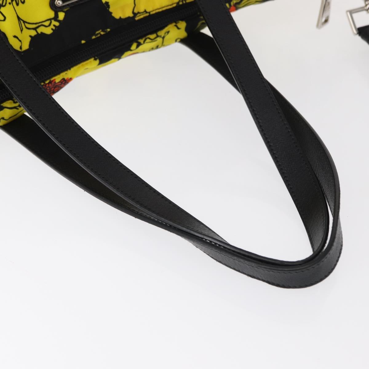 PRADA Tote Bag Nylon 2way Yellow Silver Auth 152402