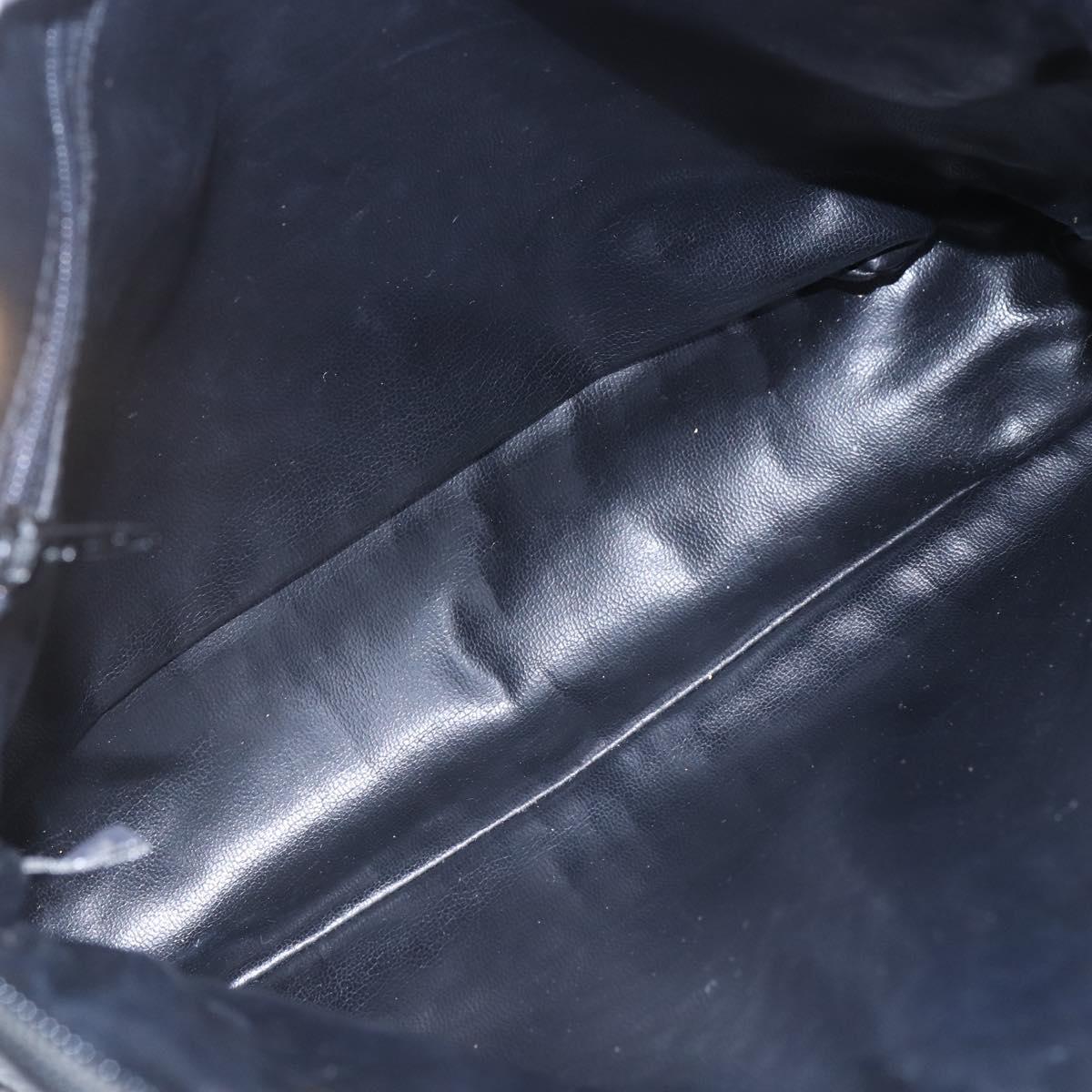 BALLY Chain Shoulder Bag Leather Black Gold Auth 152403