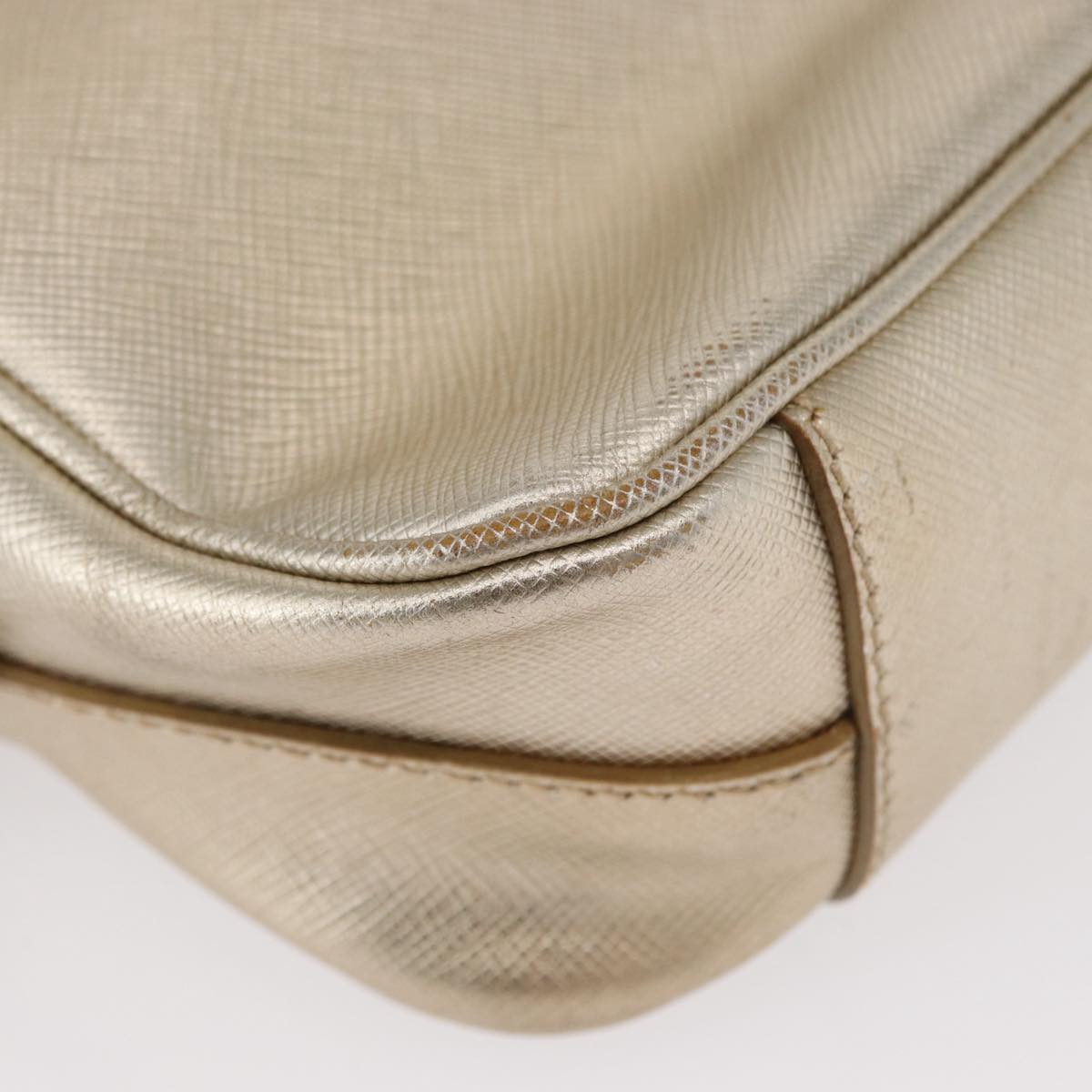 PRADA Shoulder Bag Safiano leather Gold Auth 152404