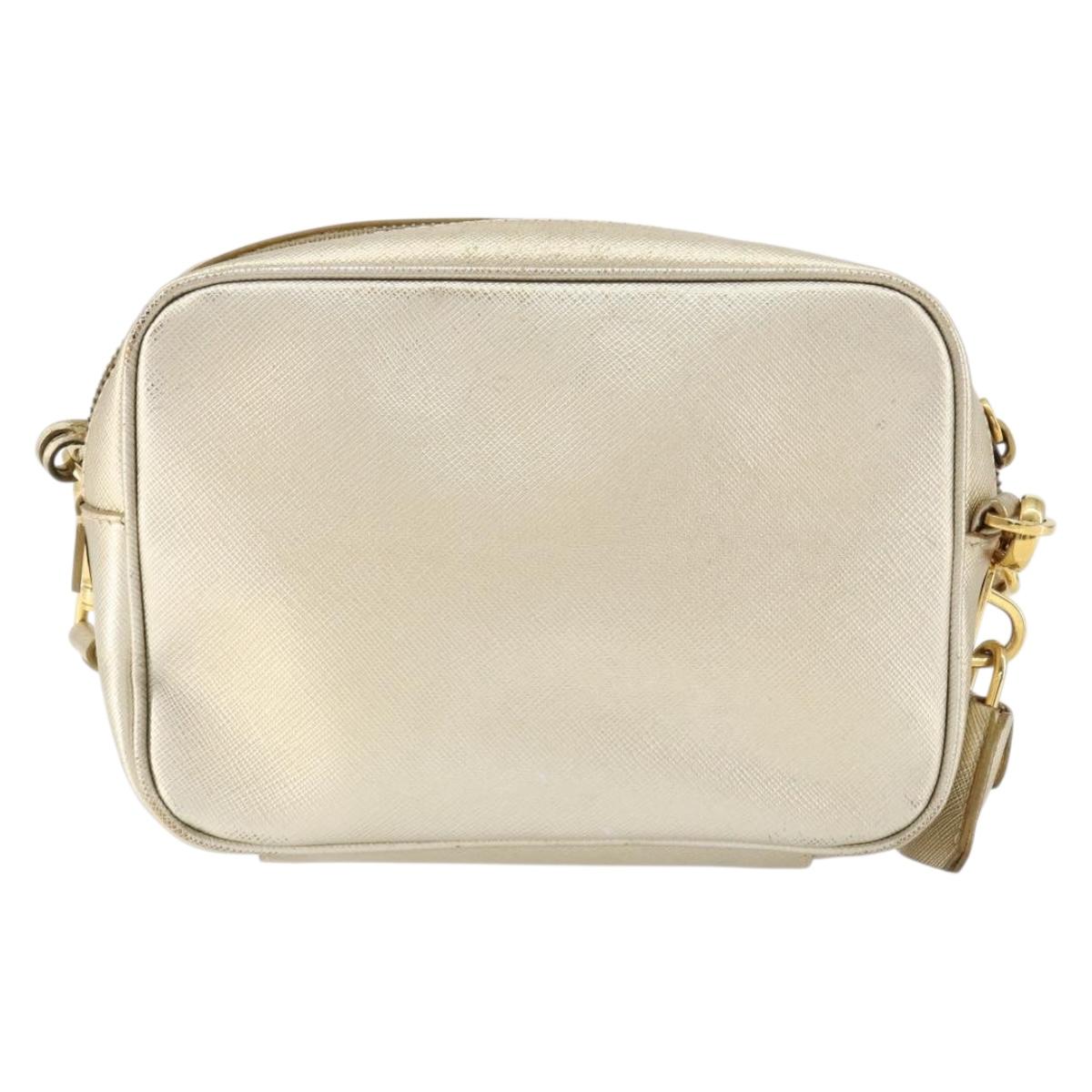 PRADA Shoulder Bag Safiano leather Gold Auth 152404