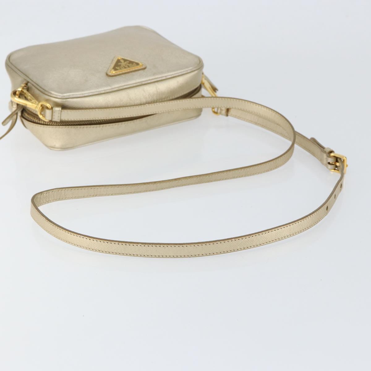PRADA Shoulder Bag Safiano leather Gold Auth 152404