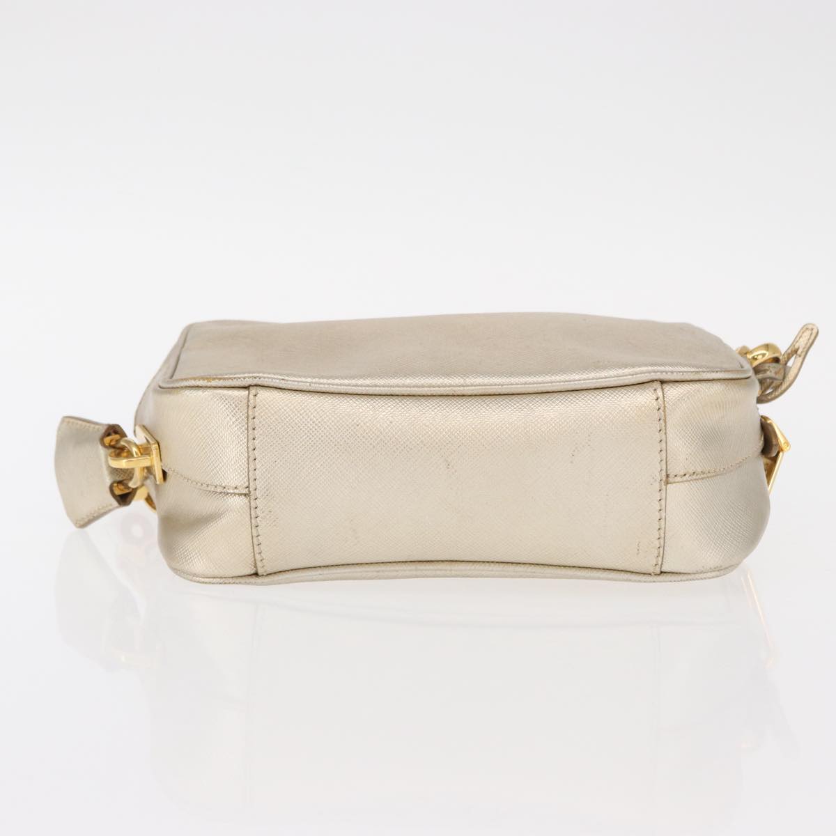 PRADA Shoulder Bag Safiano leather Gold Auth 152404