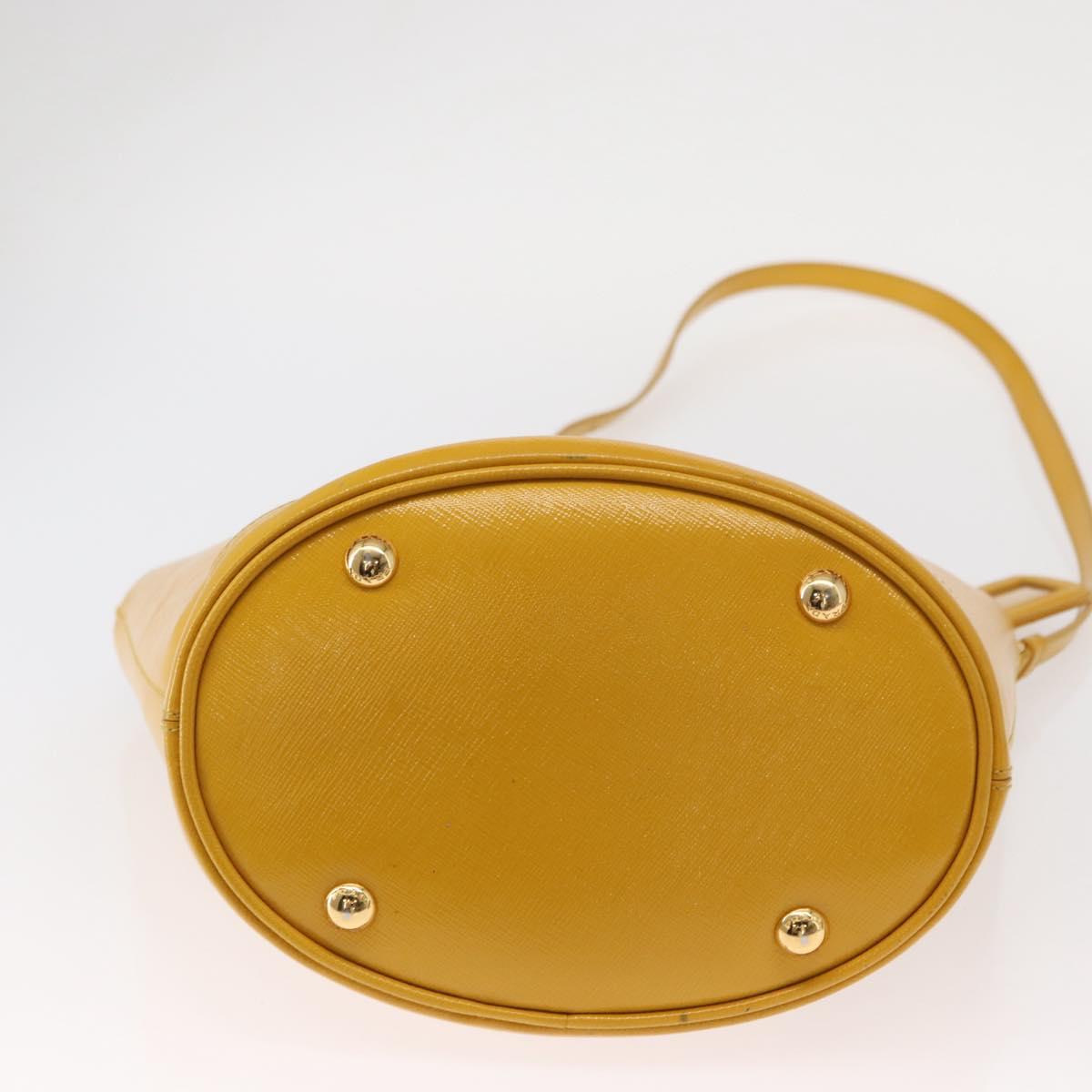 PRADA Hand Bag Safiano leather 2way Yellow Gold Auth 152405