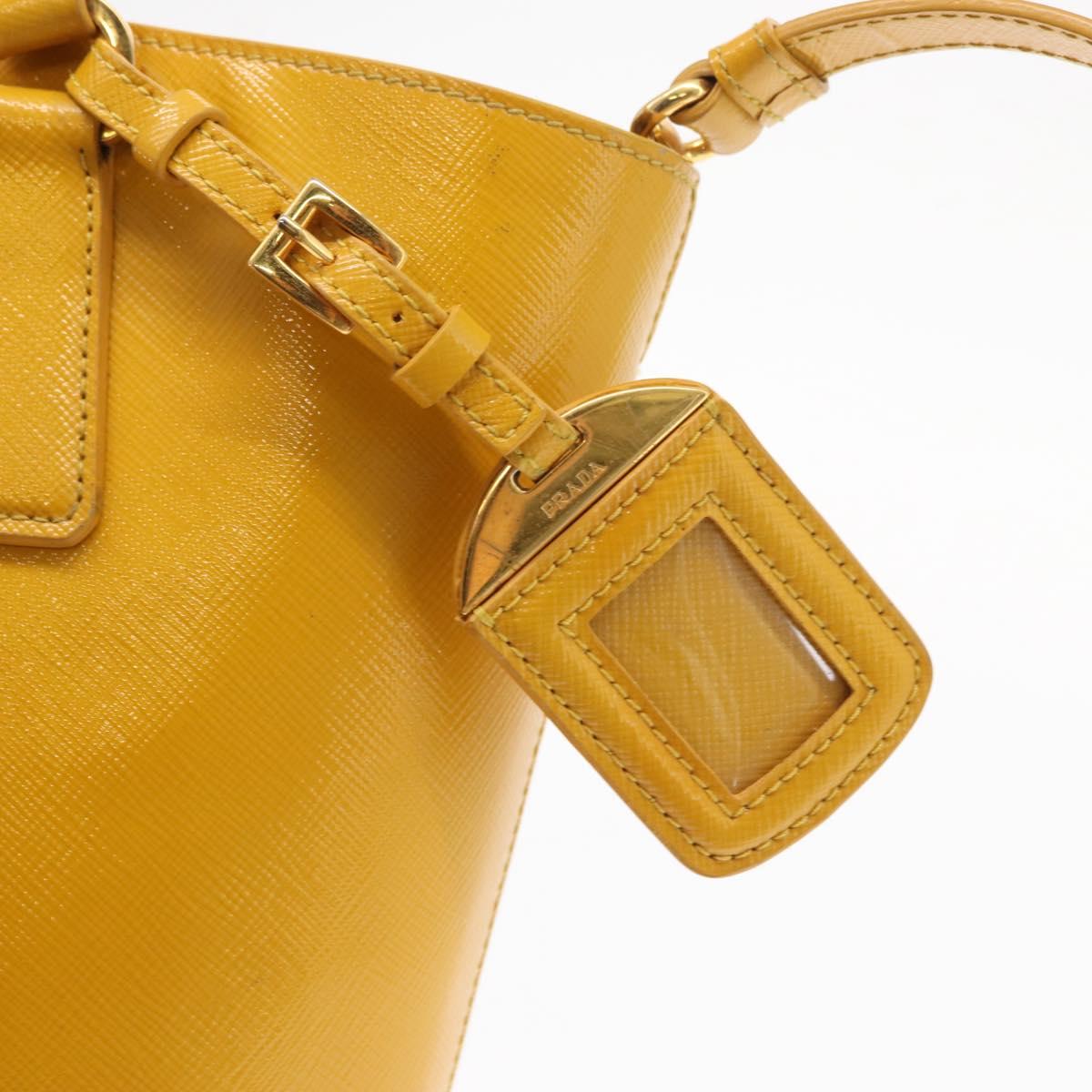 PRADA Hand Bag Safiano leather 2way Yellow Gold Auth 152405