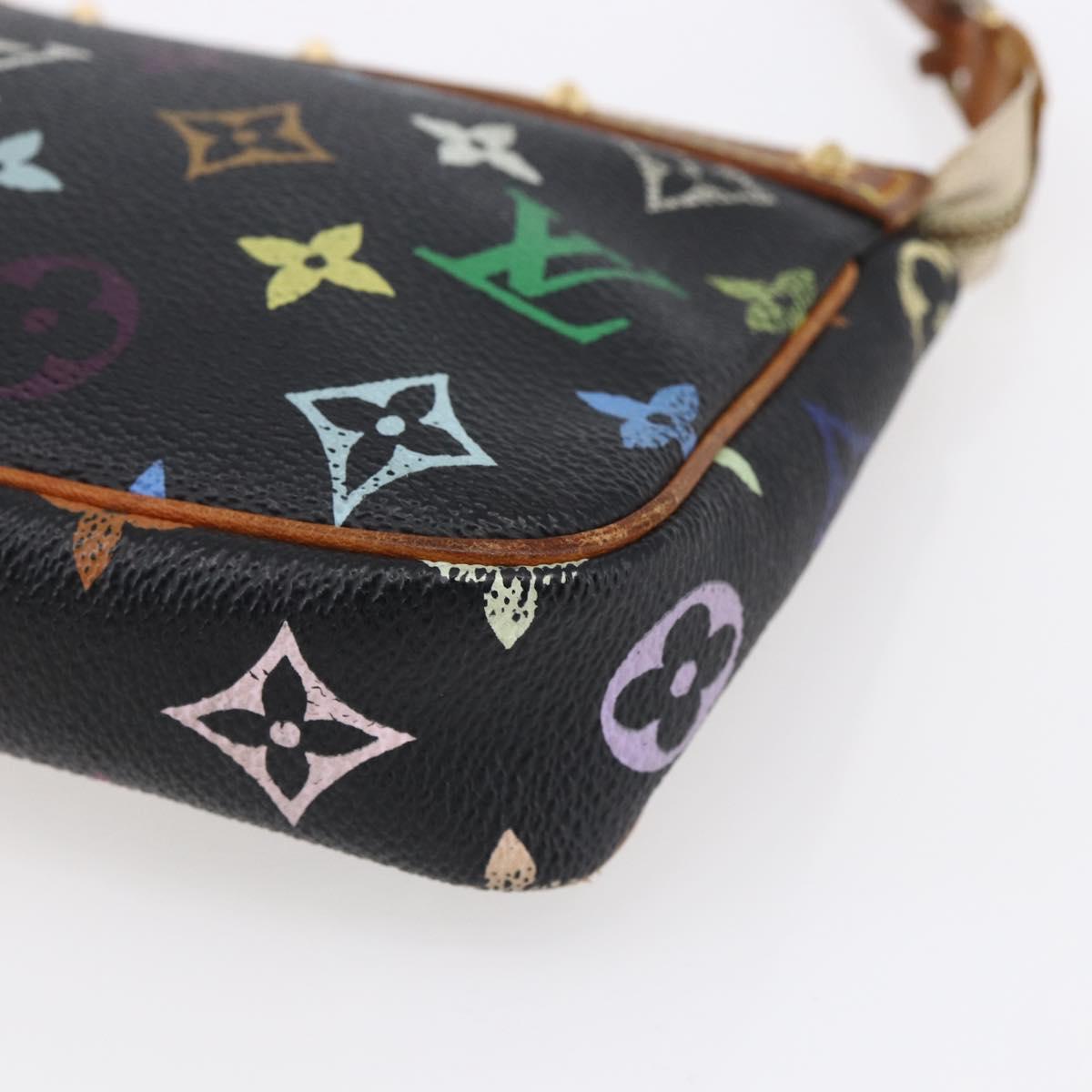 LOUIS VUITTON Multicolor Pochette Accessoires Pouch Black M92648 LV Auth 152410