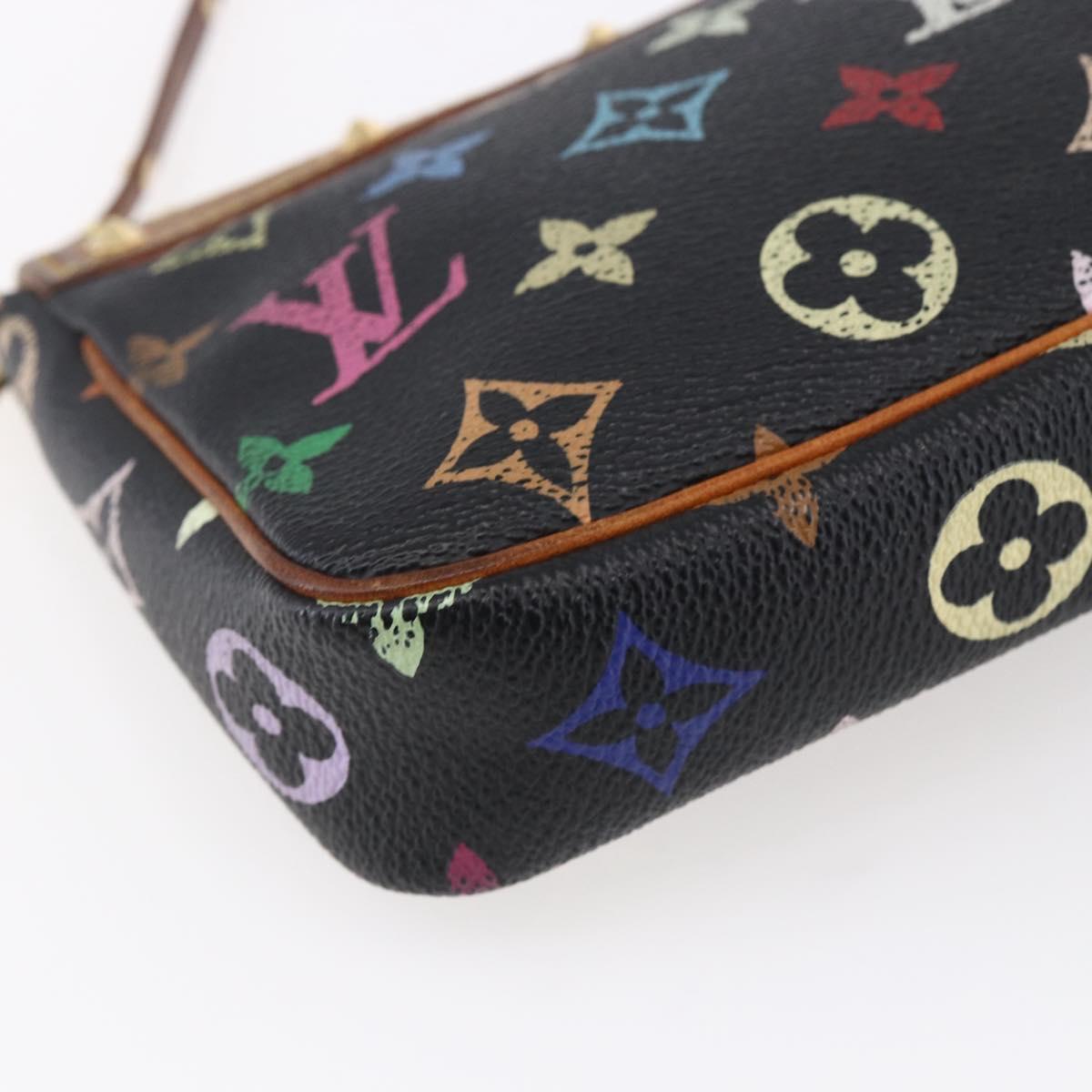 LOUIS VUITTON Multicolor Pochette Accessoires Pouch Black M92648 LV Auth 152410