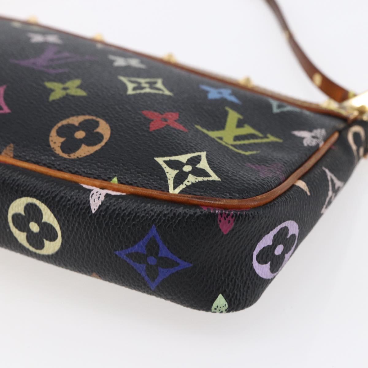 LOUIS VUITTON Multicolor Pochette Accessoires Pouch Black M92648 LV Auth 152410