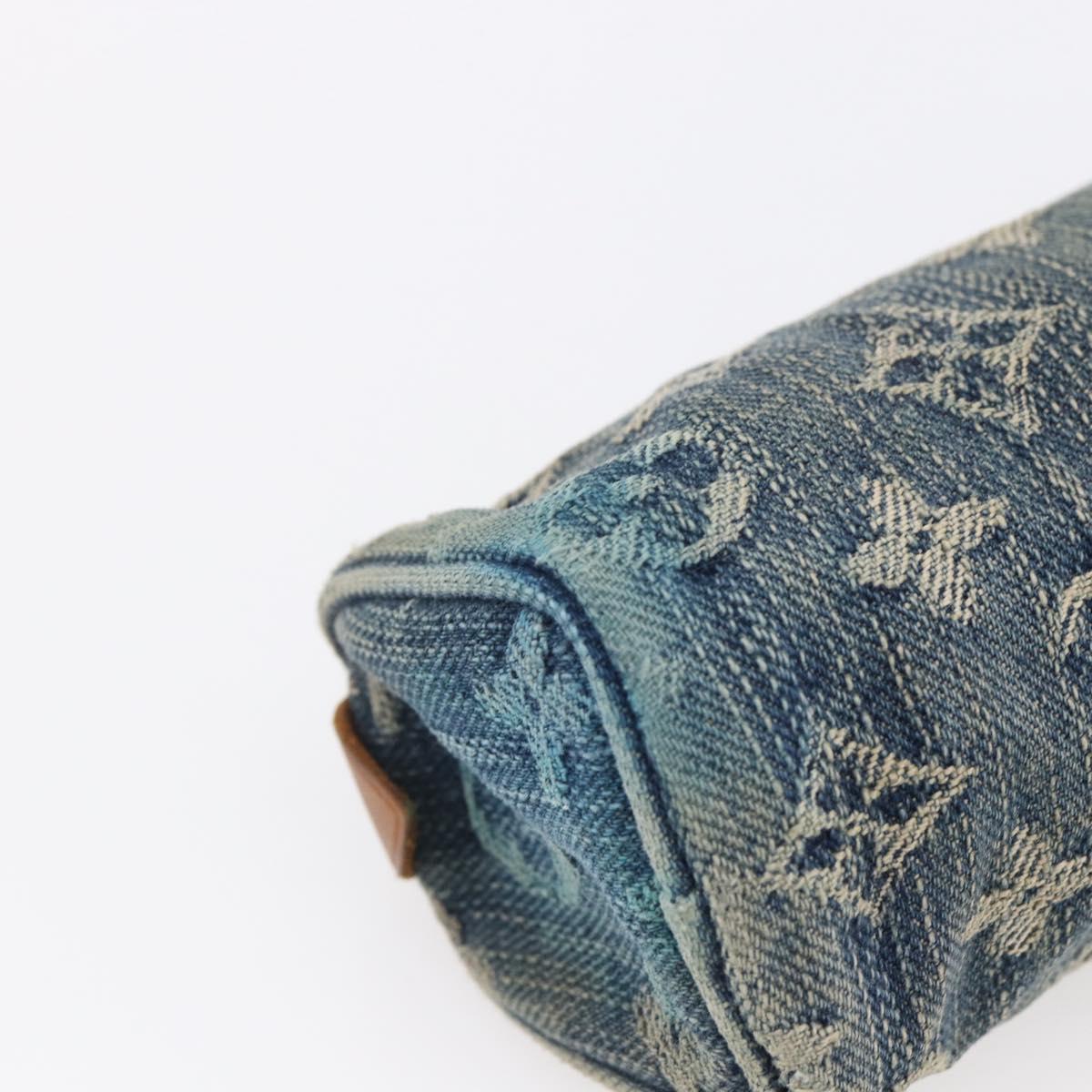 LOUIS VUITTON Monogram Denim Trousse Speedy GM Pouch Blue M95081 LV Auth 152415