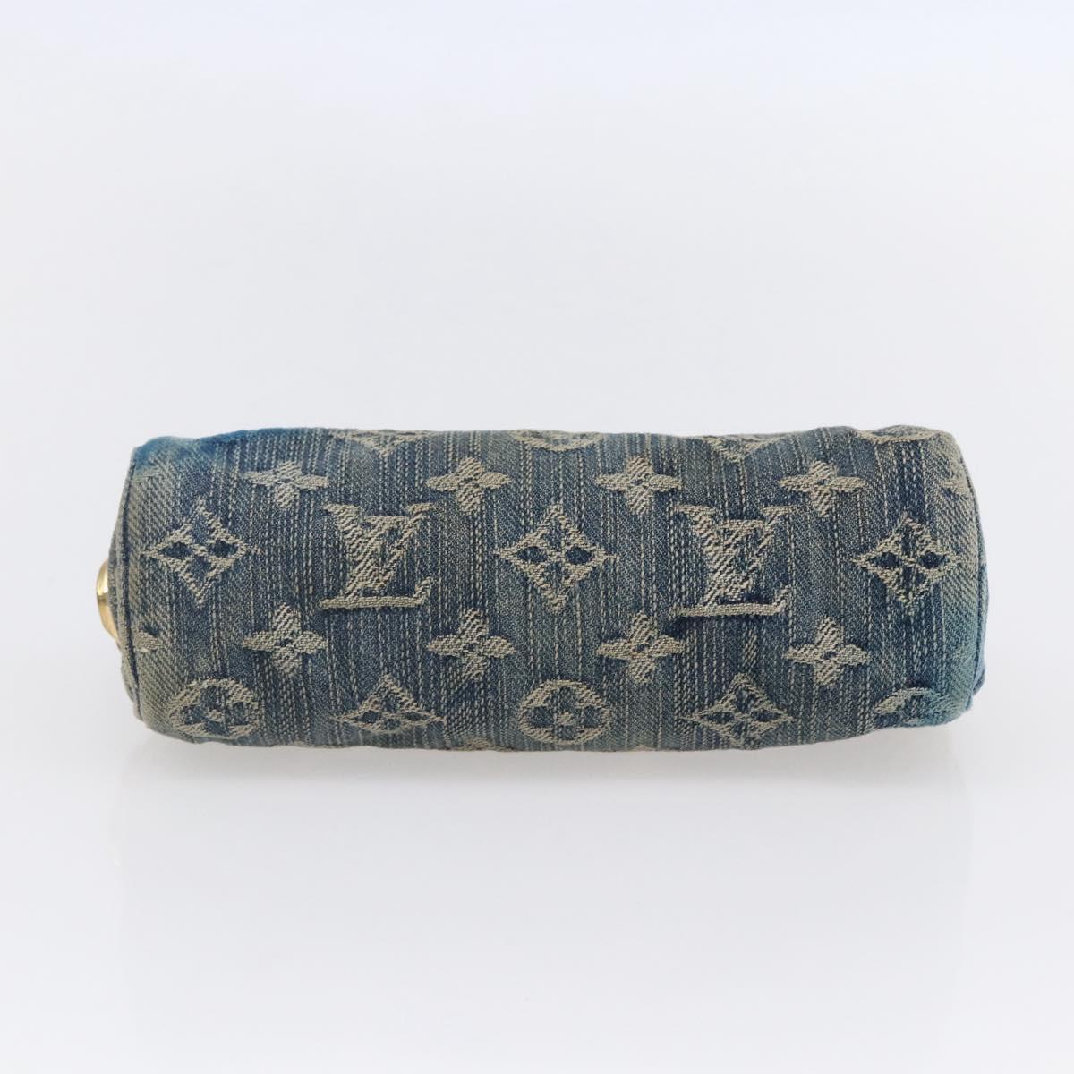 LOUIS VUITTON Monogram Denim Trousse Speedy GM Pouch Blue M95081 LV Auth 152415