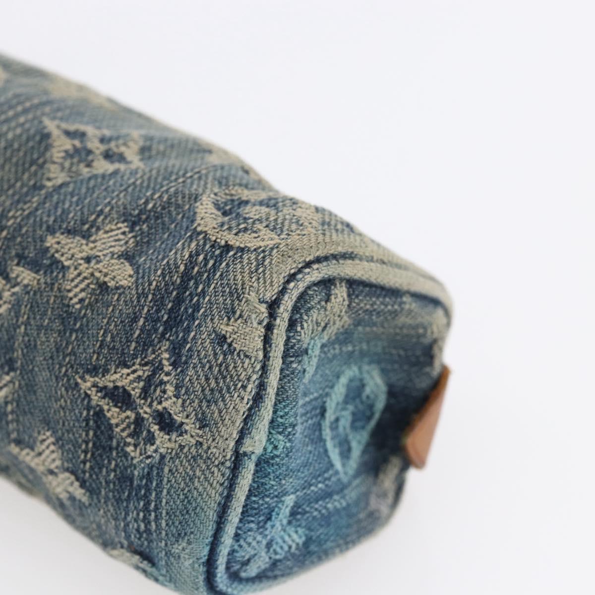 LOUIS VUITTON Monogram Denim Trousse Speedy GM Pouch Blue M95081 LV Auth 152415