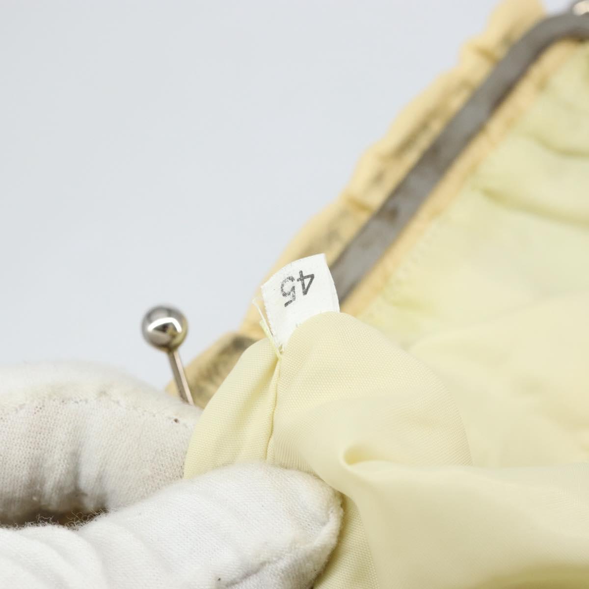 Miu Miu Gamaguchi Shoulder Bag Leather Beige Silver Auth 152418