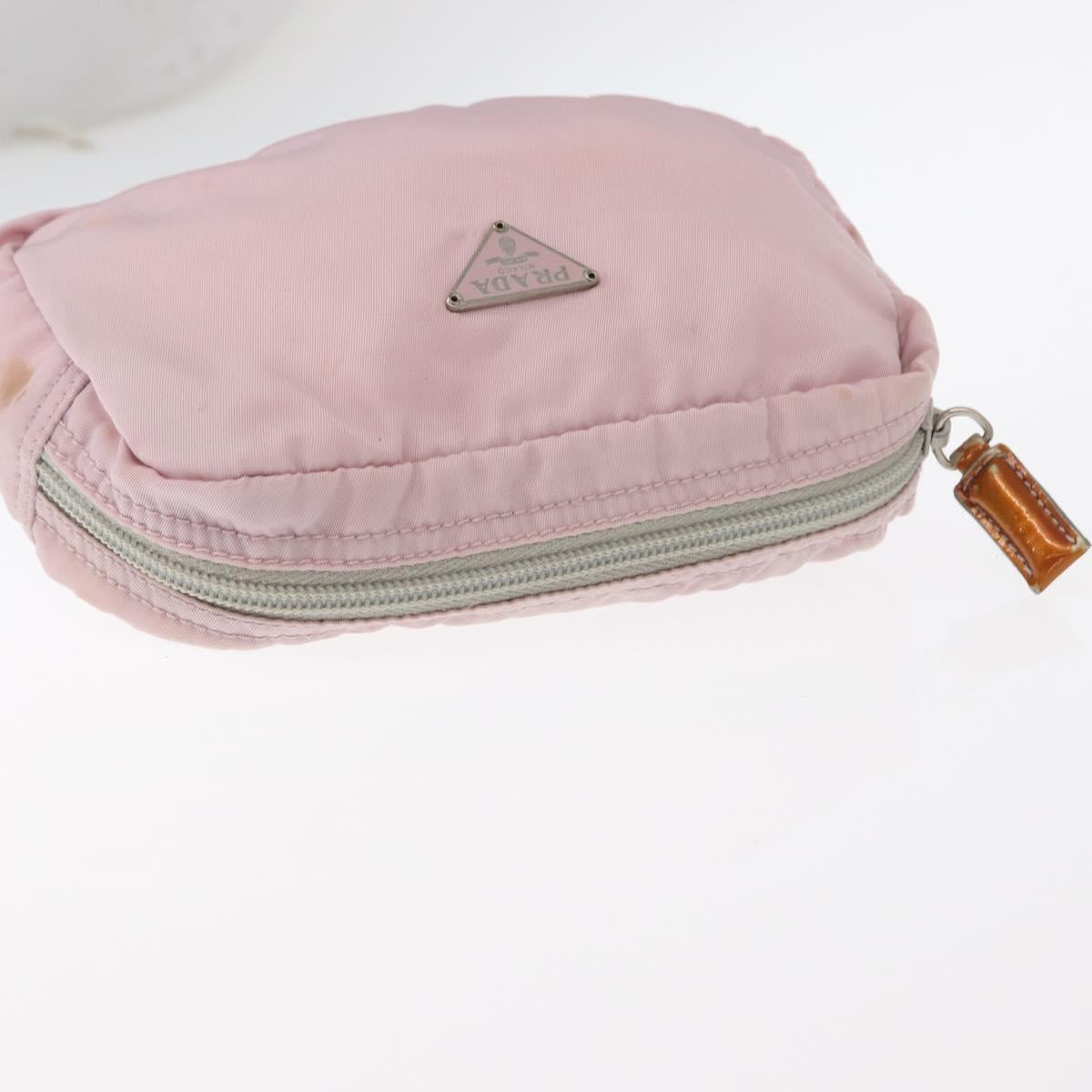 PRADA Pouch Nylon Canvas 3 Set Black Pink khaki Auth 152422