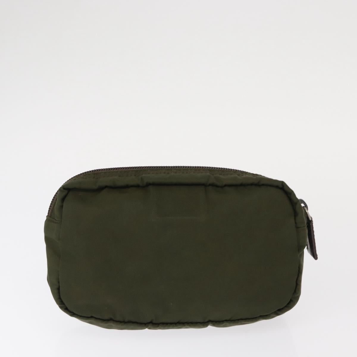 PRADA Pouch Nylon Canvas 3 Set Black Pink khaki Auth 152422