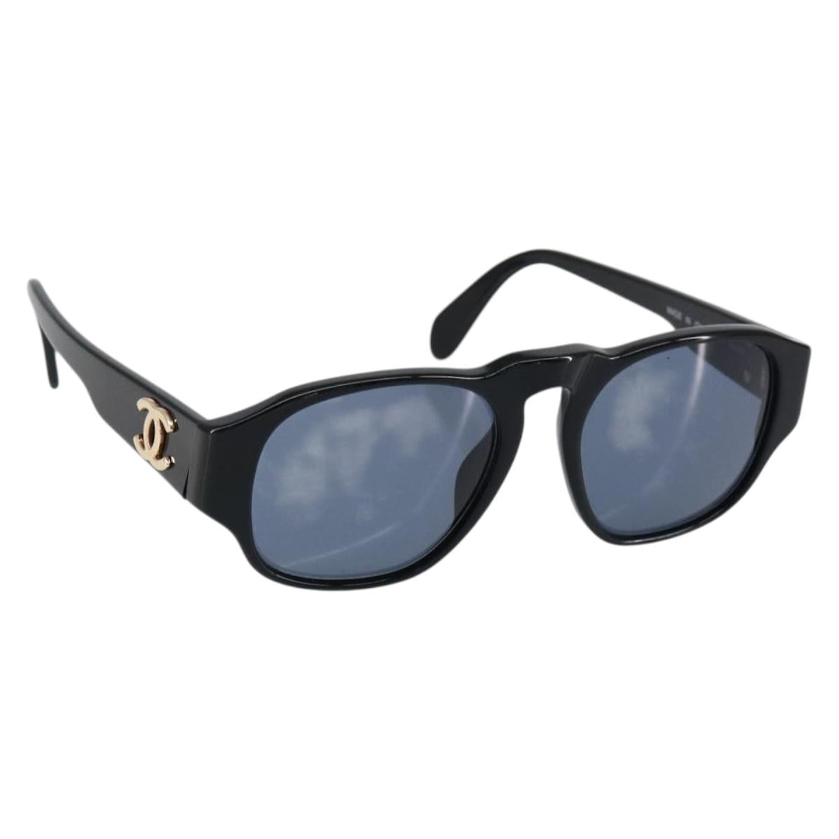 CHANEL Sunglasses plastic Black CC Auth 152425