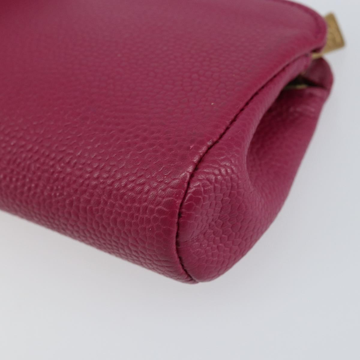 CHANEL COCO Mark Pouch Caviar Skin Pink Gold CC Auth 152429