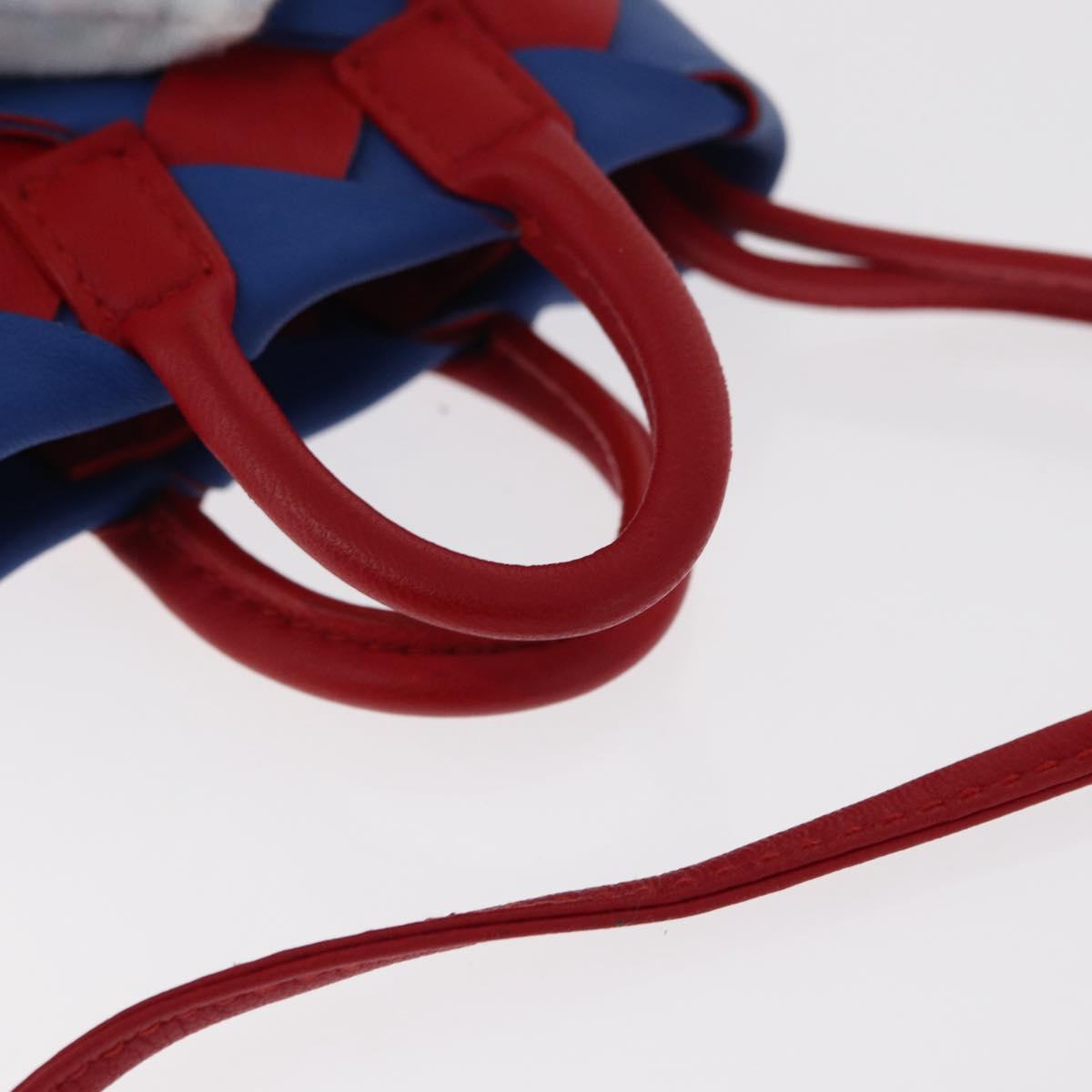 BOTTEGA VENETA INTRECCIATO Charm Leather Red Blue Auth 152431V